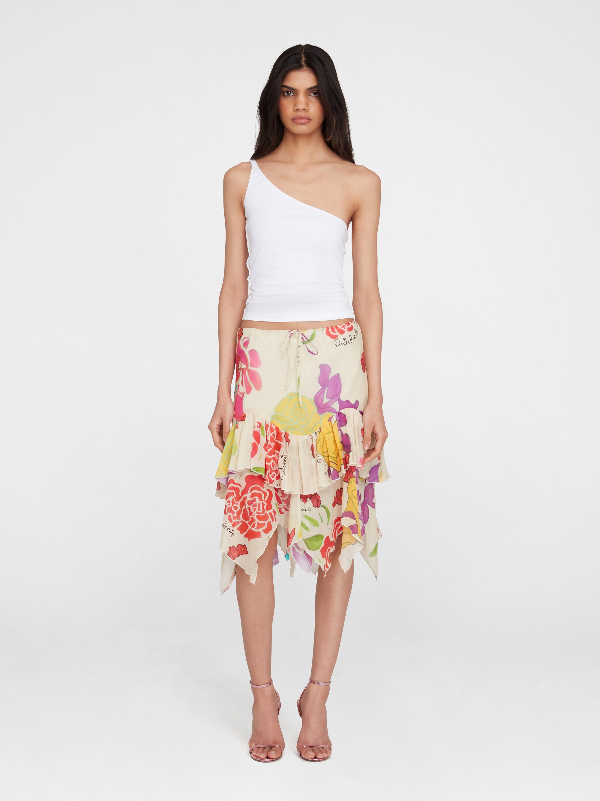 Flores Cotton Midi Skirt