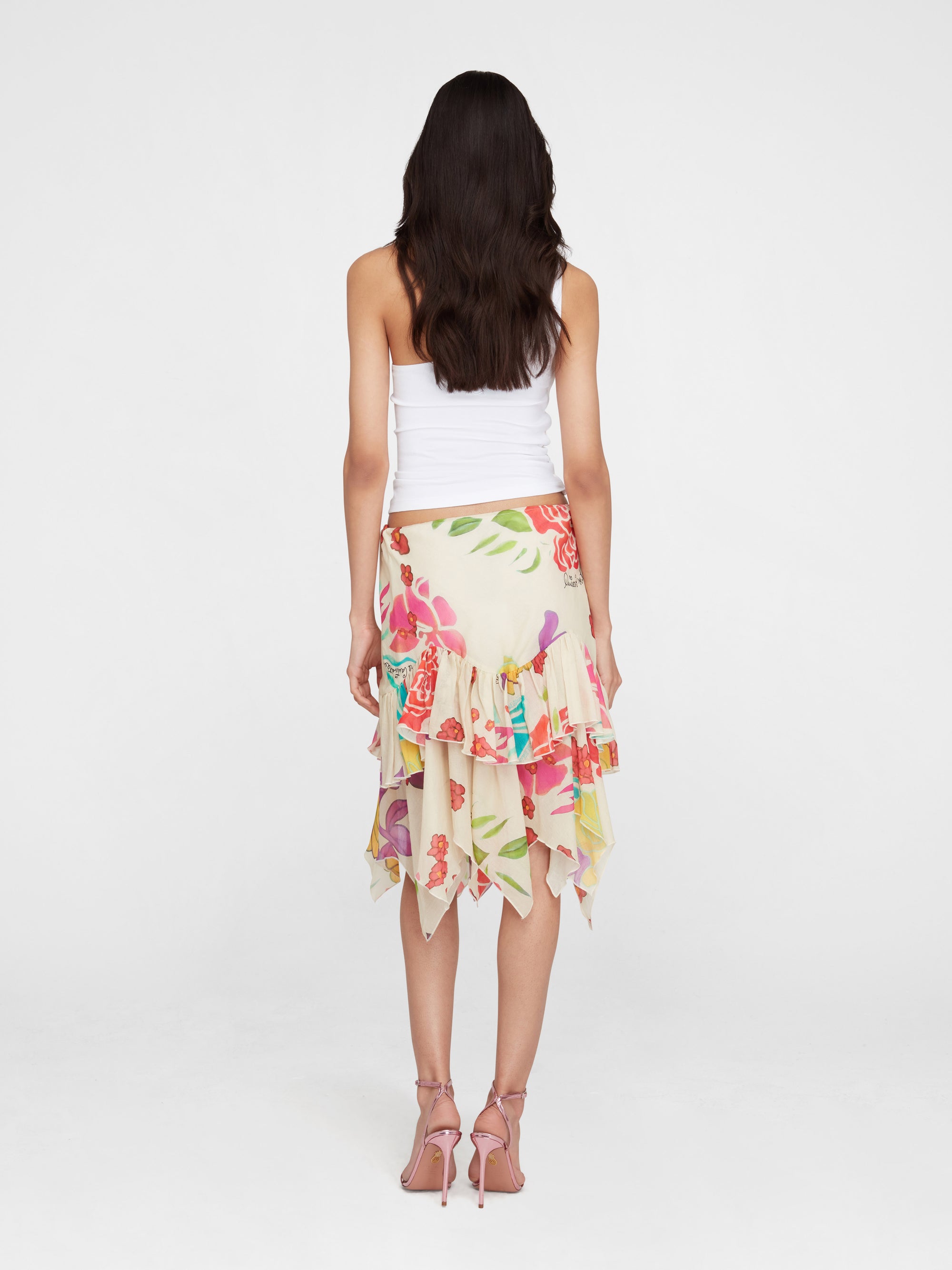 Flores Cotton Midi Skirt