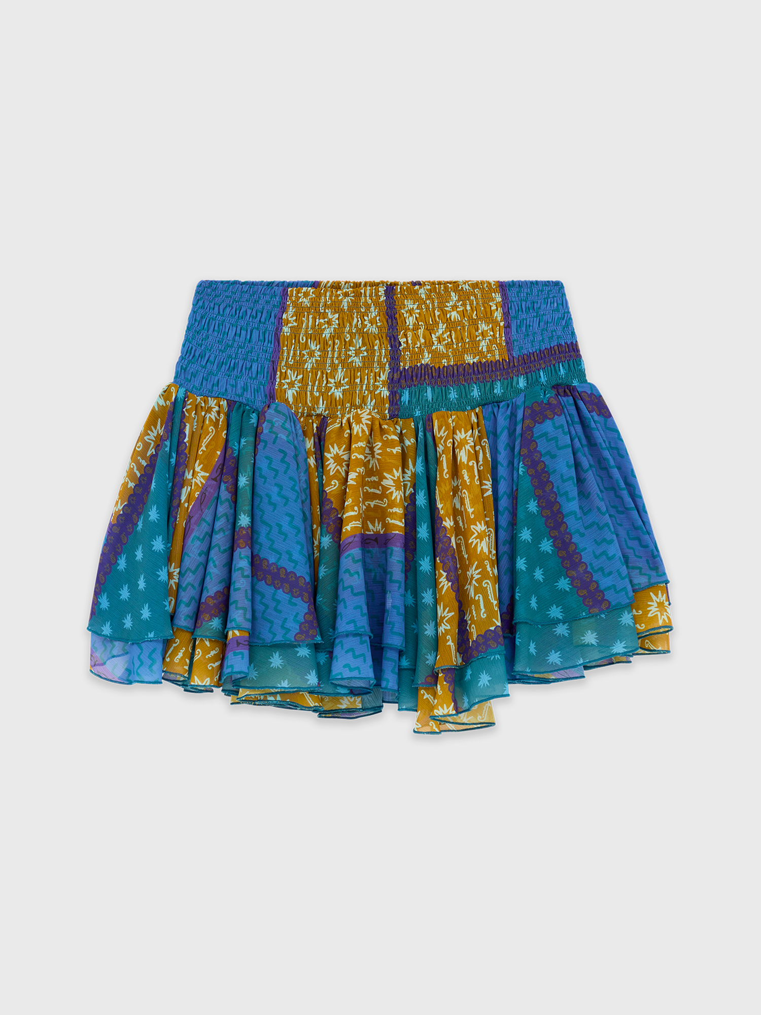 Blue Estrellitas Silk Mini Skirt