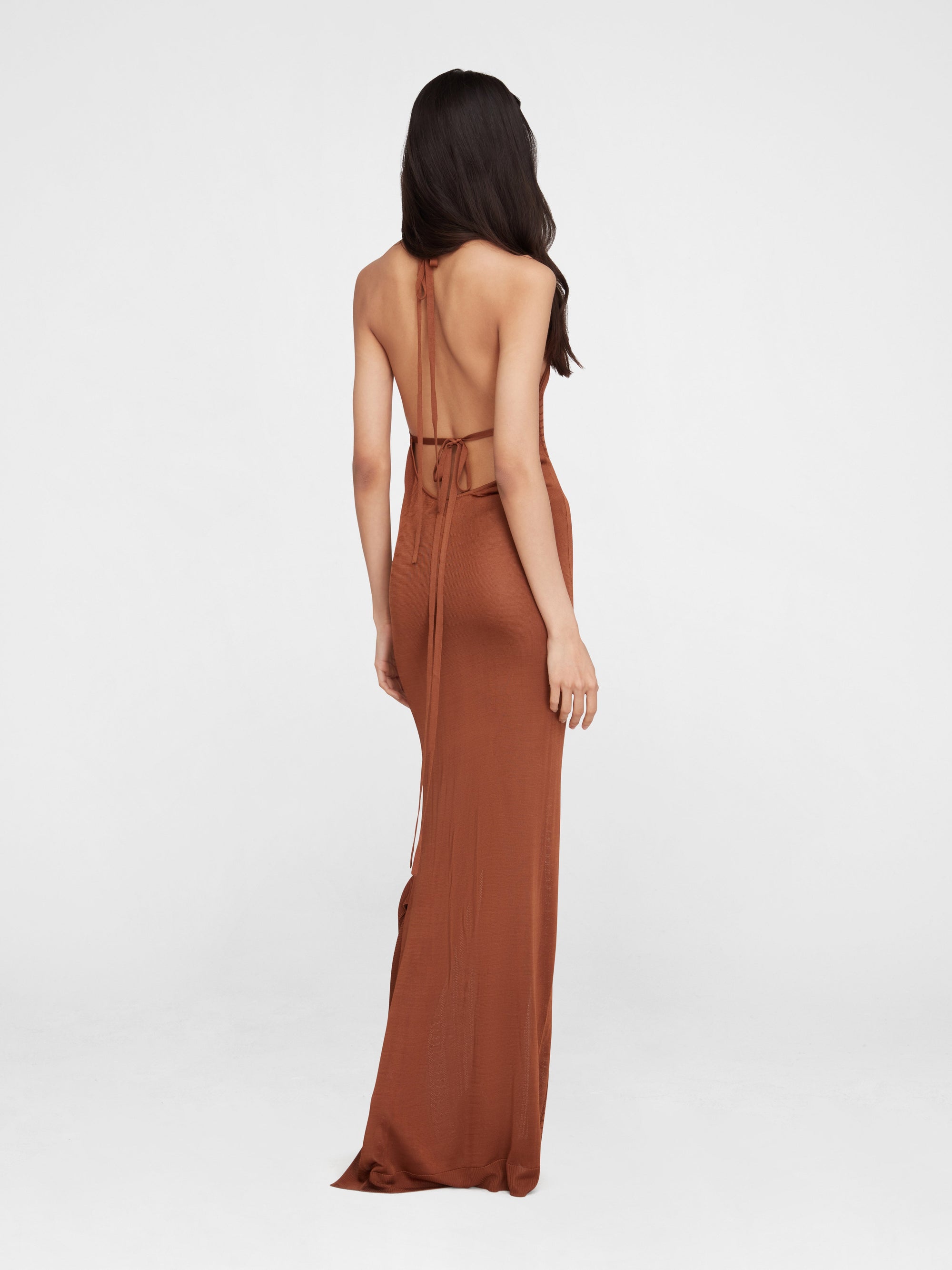 Brown Guayabera Long Dress