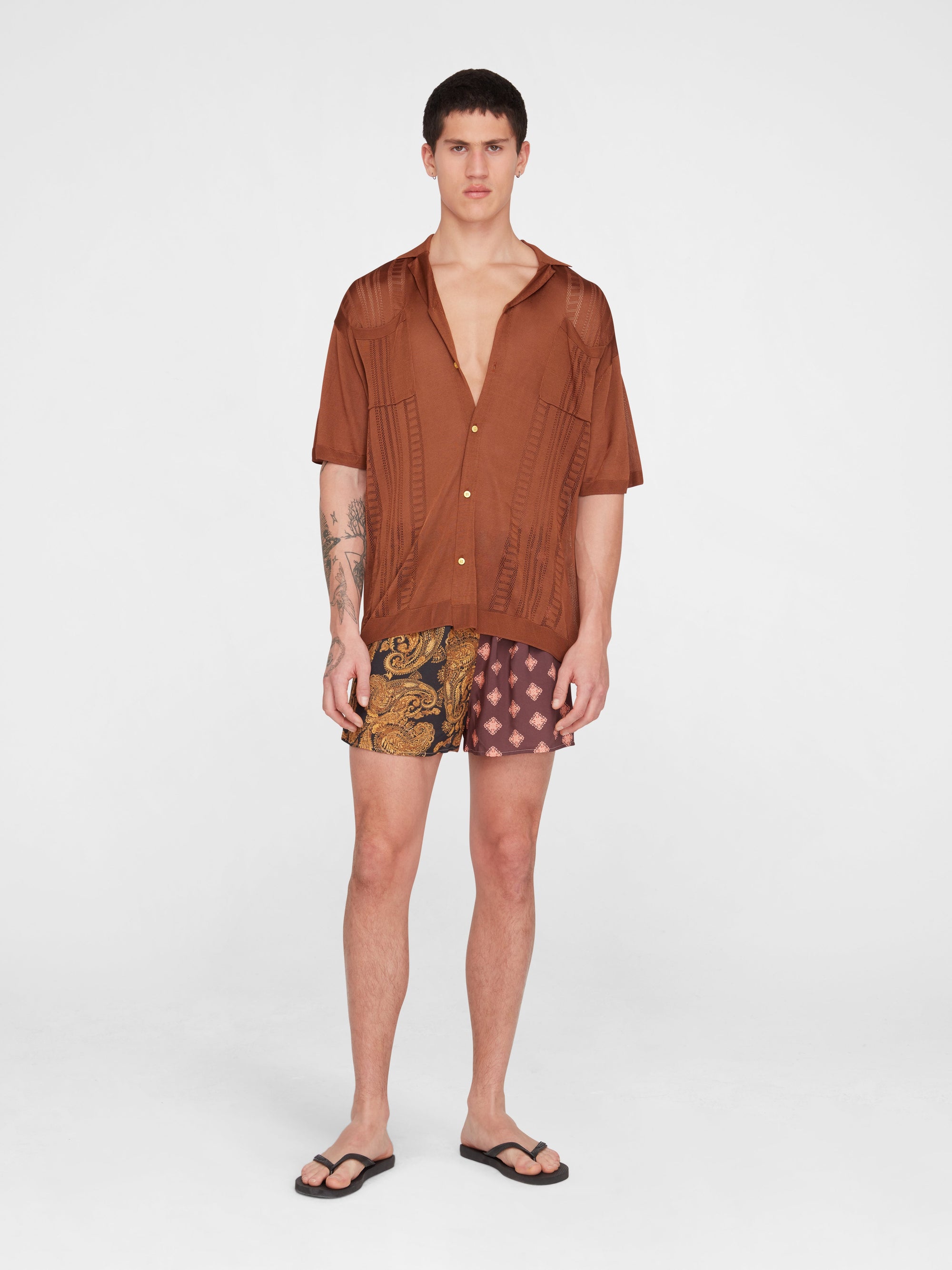Brown Guayabera Short Sleeve Shirt