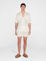 Cream Guayabera Knit Shorts