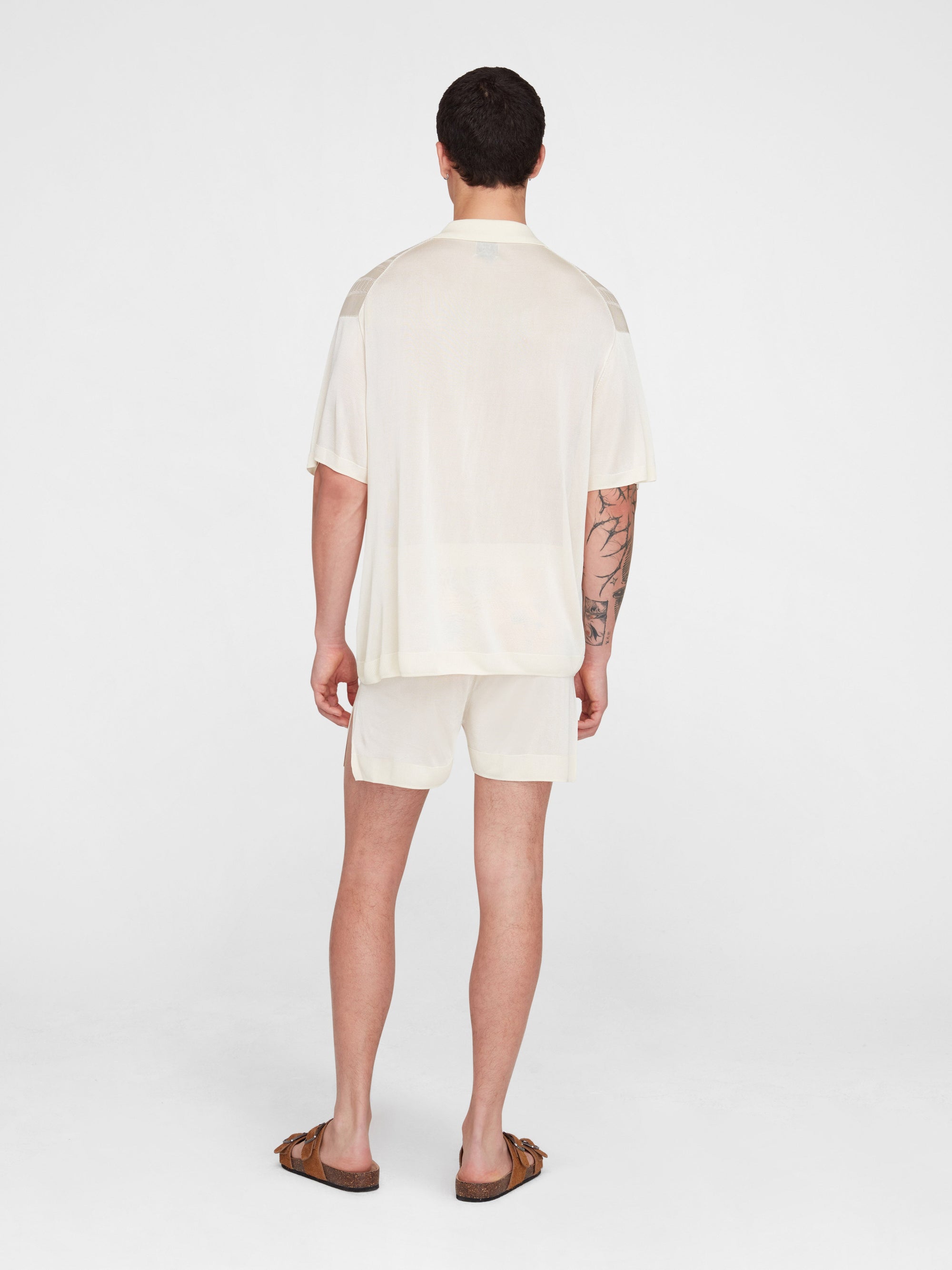 Cream Guayabera Knit Shorts
