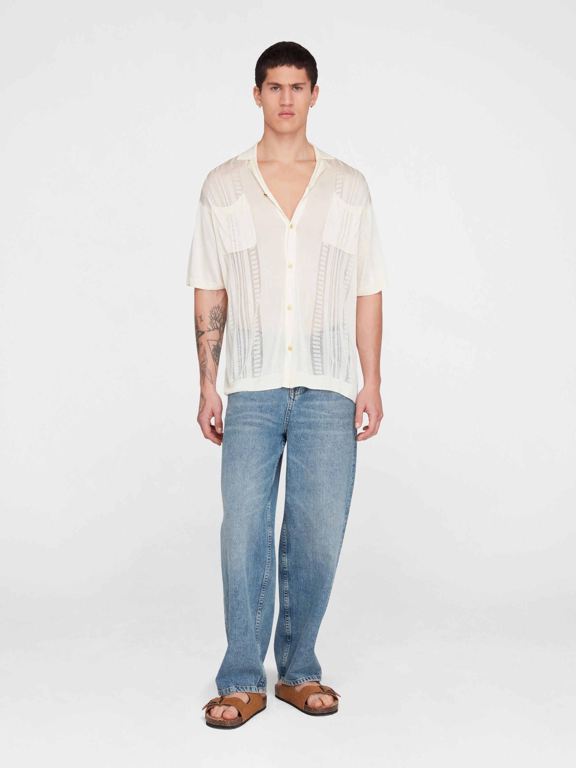 Cream Guayabera Short Sleeve Shirt