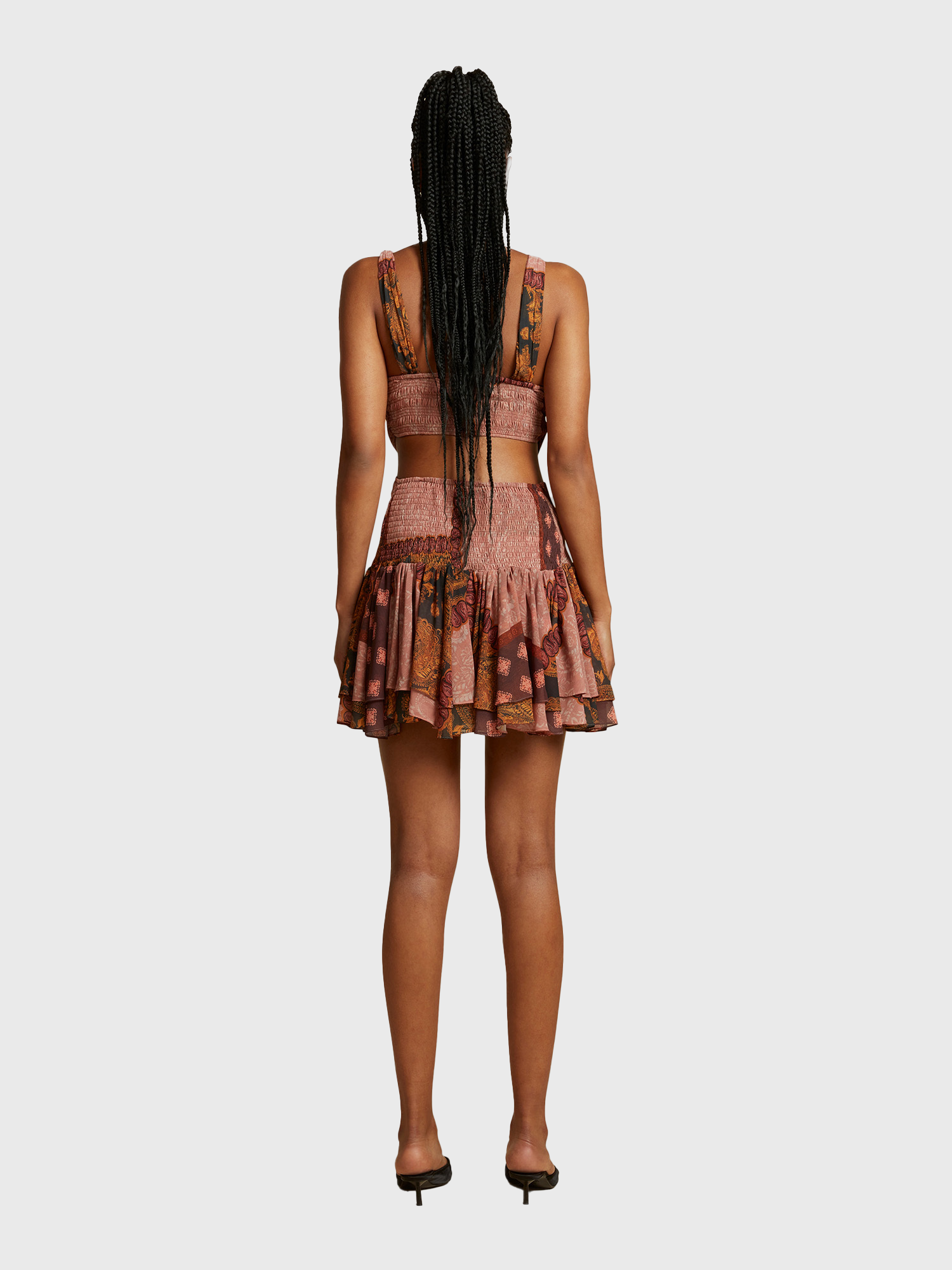 Brown Estrellitas Silk Mini Dress