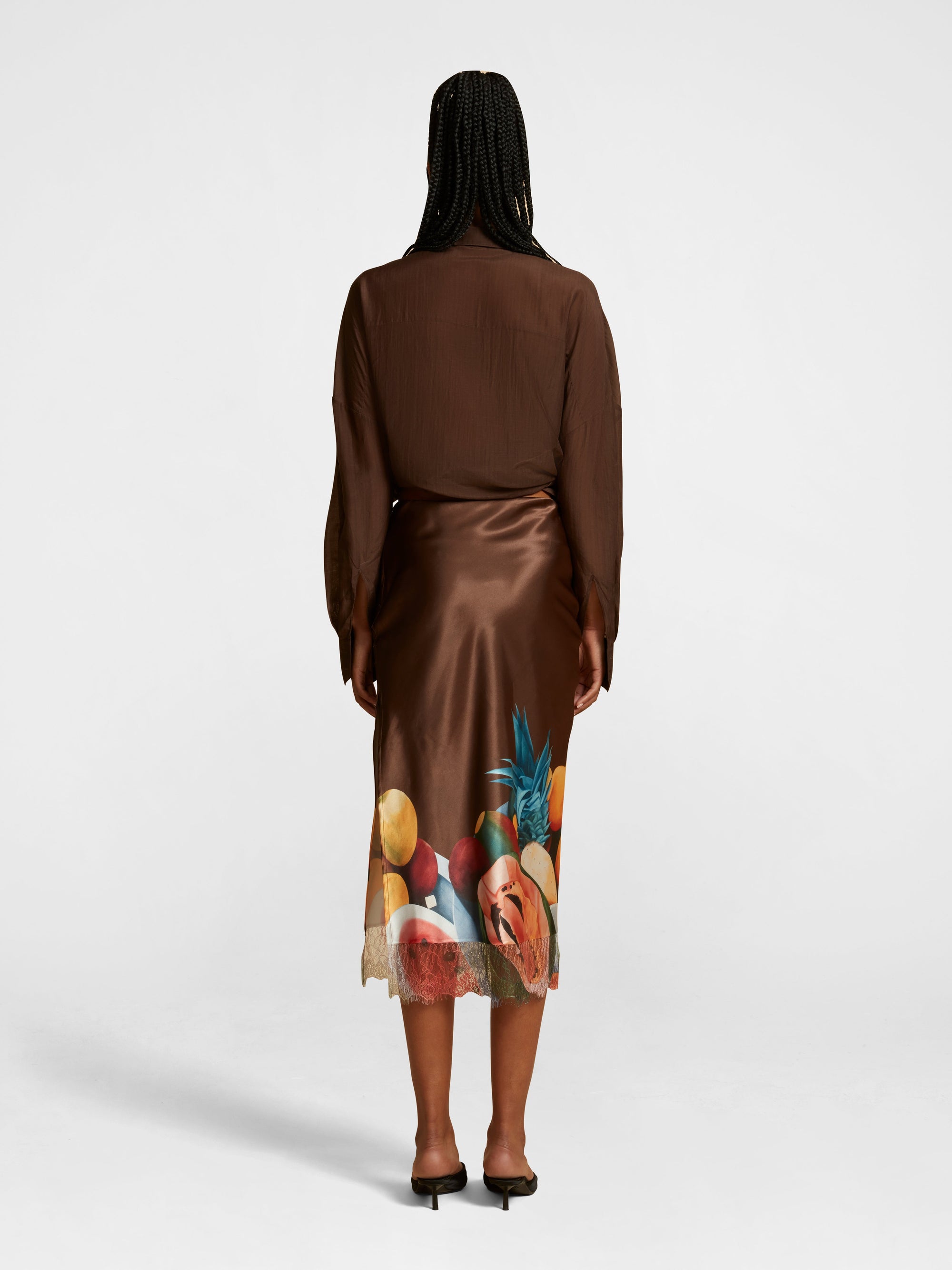 Brown Salpicon Silk Skirt