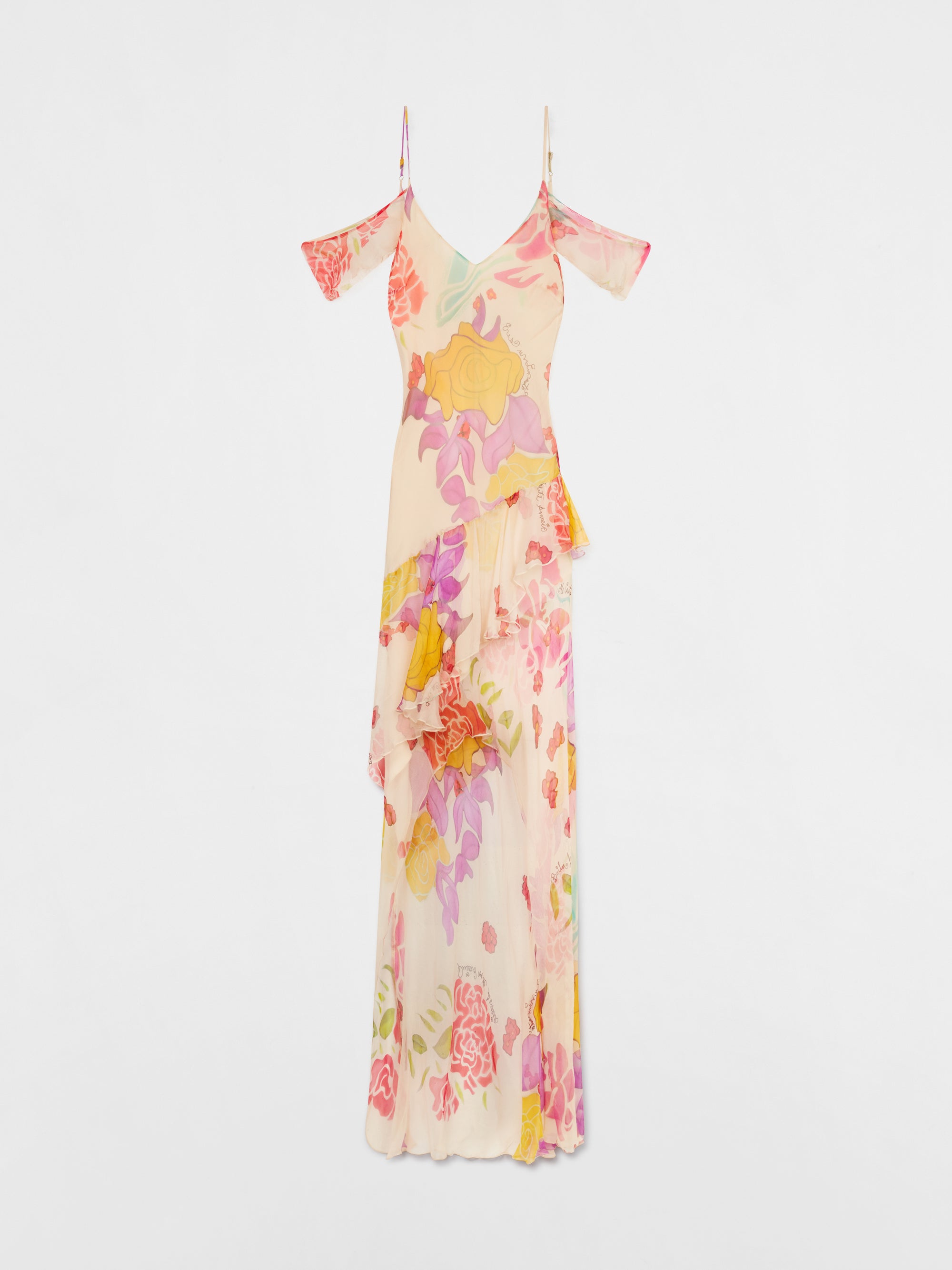 Flores Silk Chiffon Long Dress
