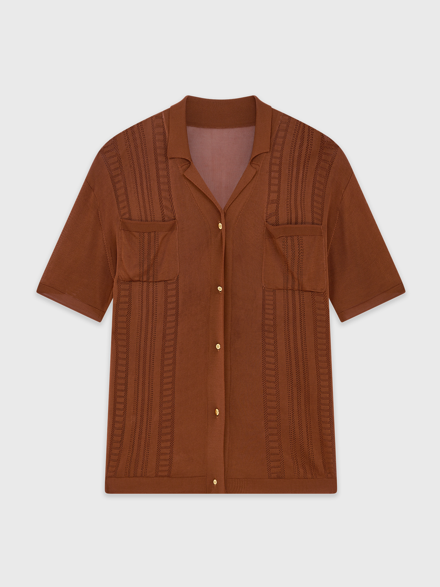 Brown Guayabera Short Sleeve Shirt