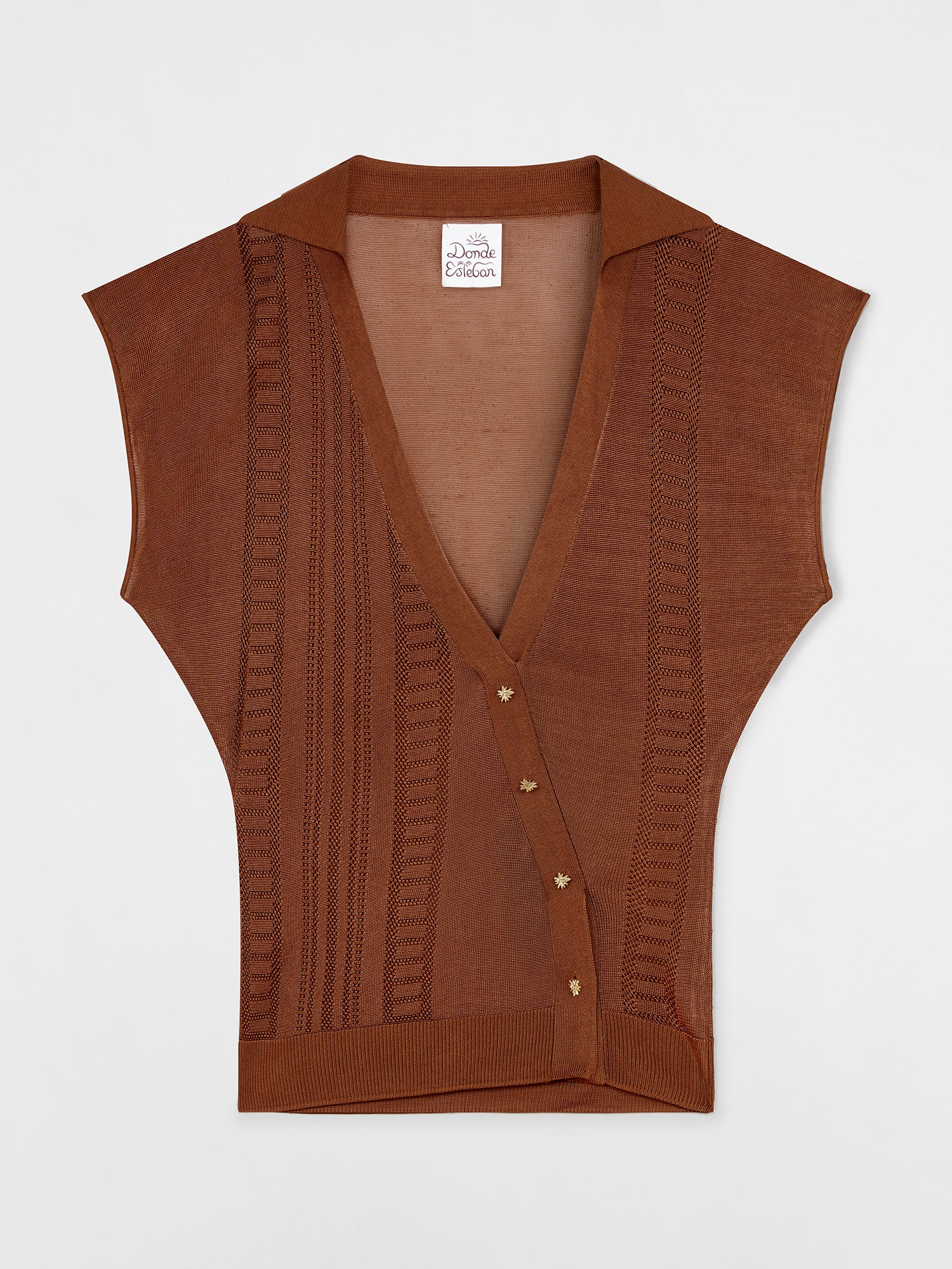 Guayabera Brown Knit Top