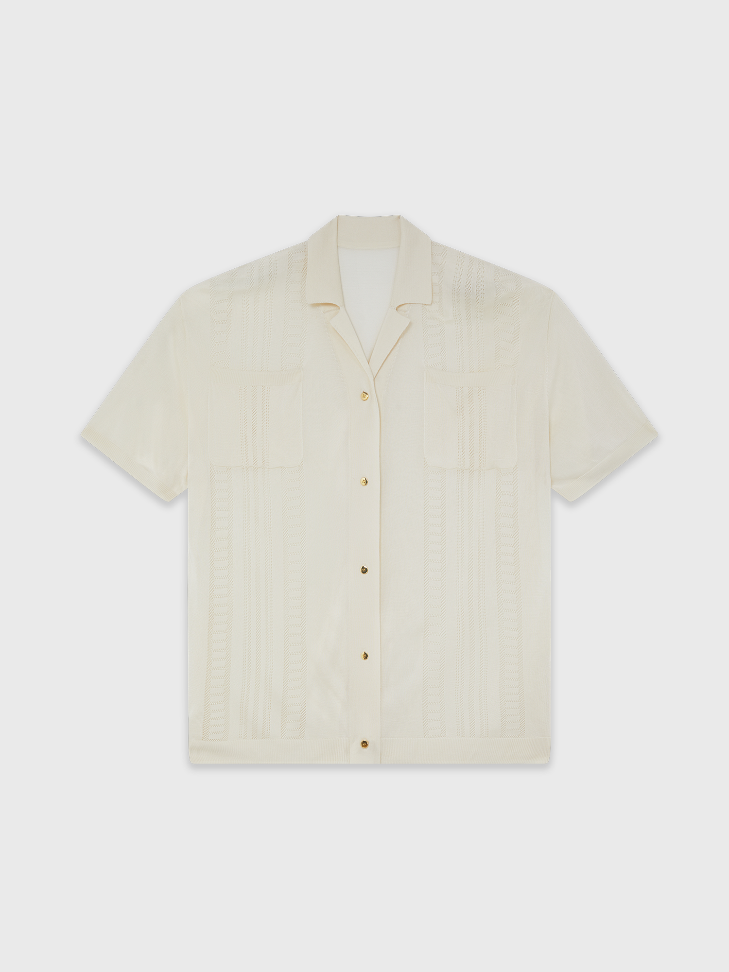 Cream Guayabera Short Sleeve Shirt