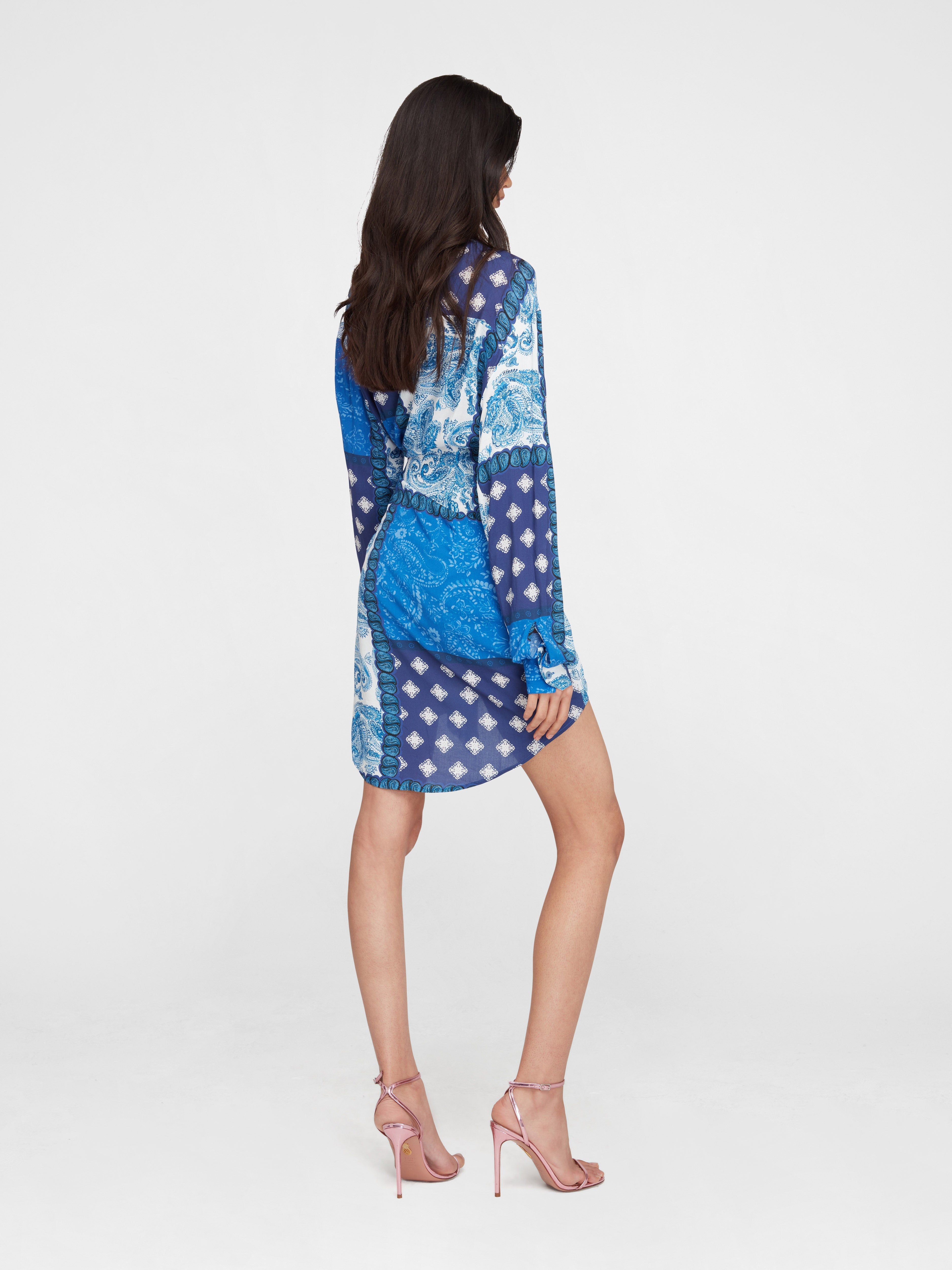 Midnight Paisley Wrap Mini Dress Donde Esteban Midnight Paisley Wrap Mini Dress Donde Esteban