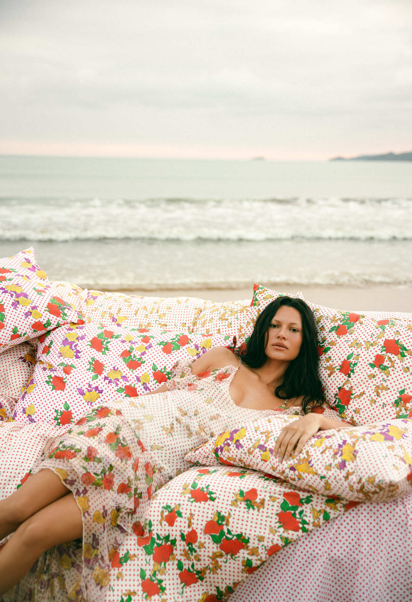 Donde Esteban - Pajaritos Y Rosas Silk Chiffon Long Dress