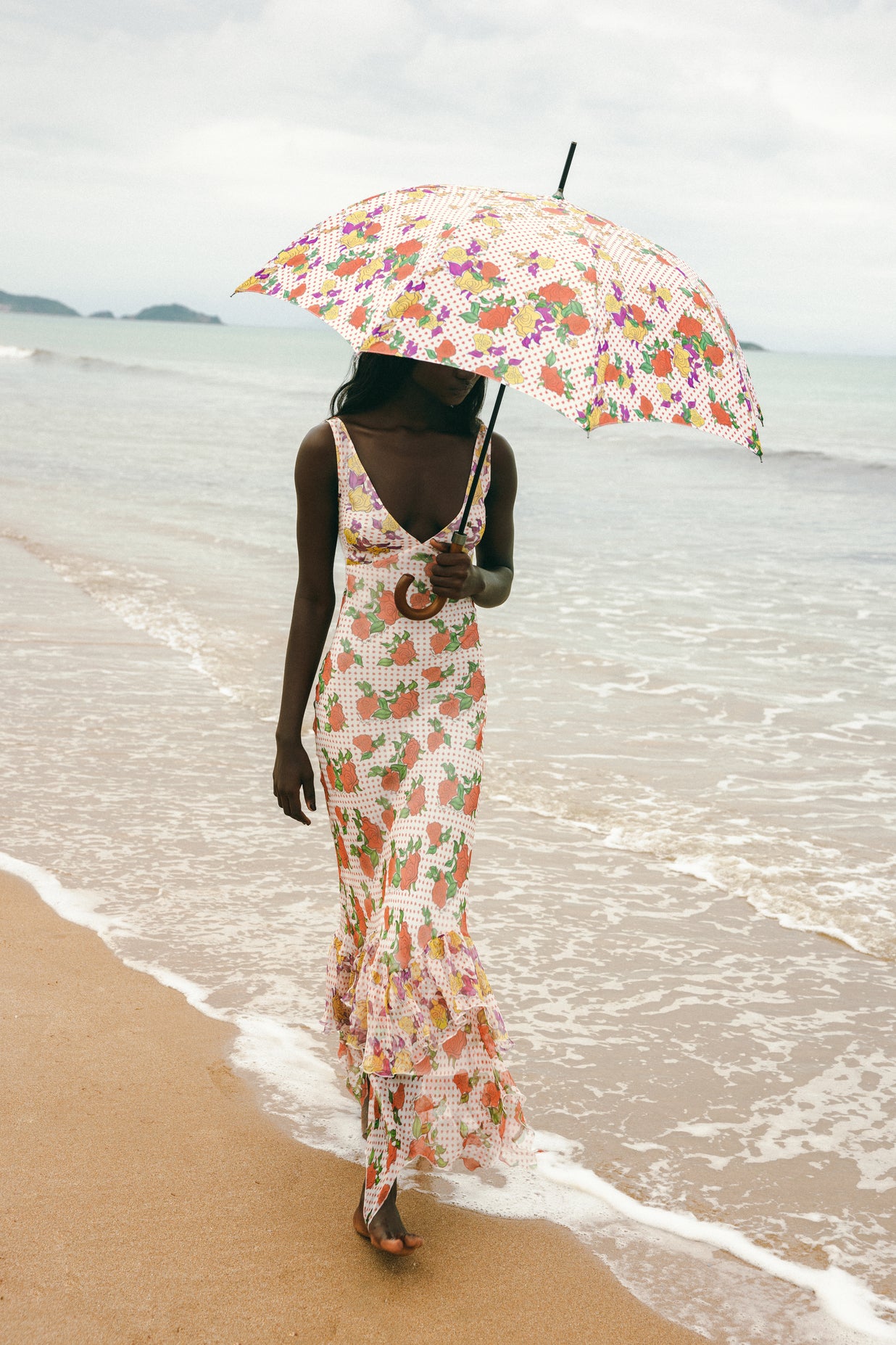 Pajaritos Y Rosas Silk Long Dress