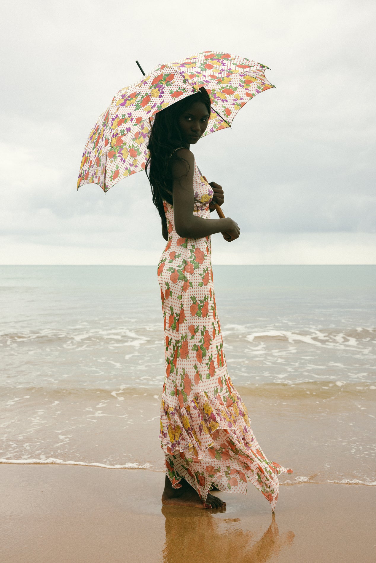 Pajaritos Y Rosas Silk Long Dress