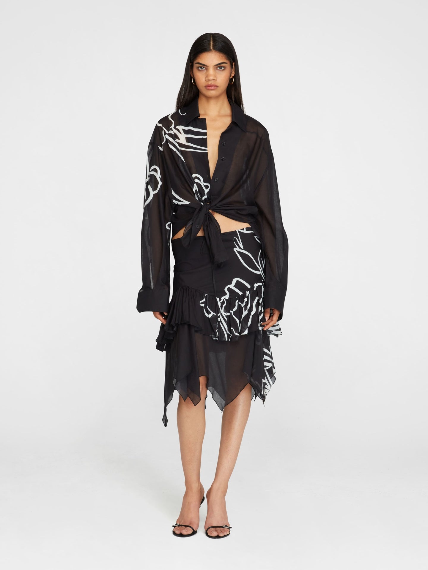 Tulipanes Cotton Midi Skirt