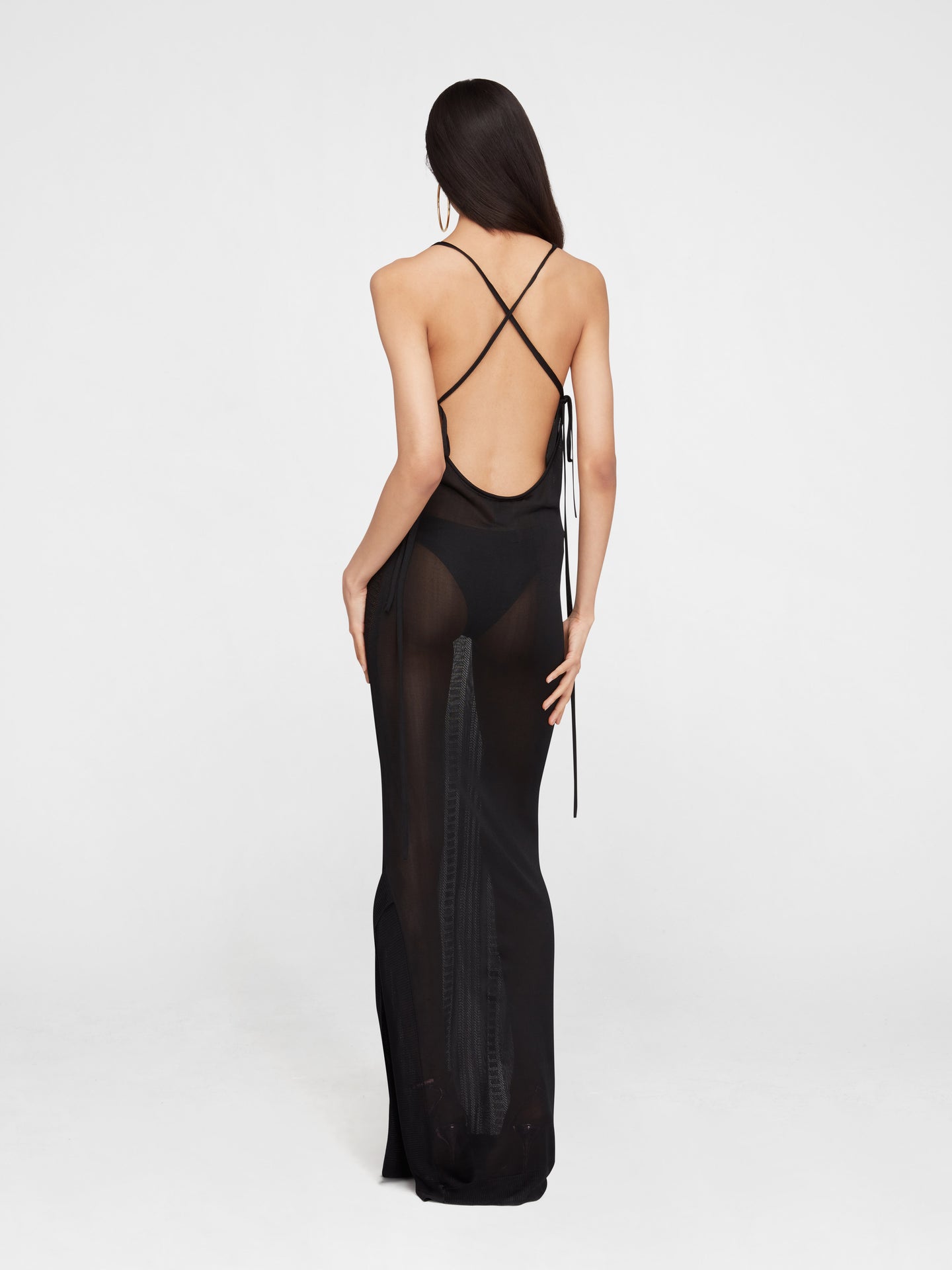 Guayabera Black Knit Long Dress