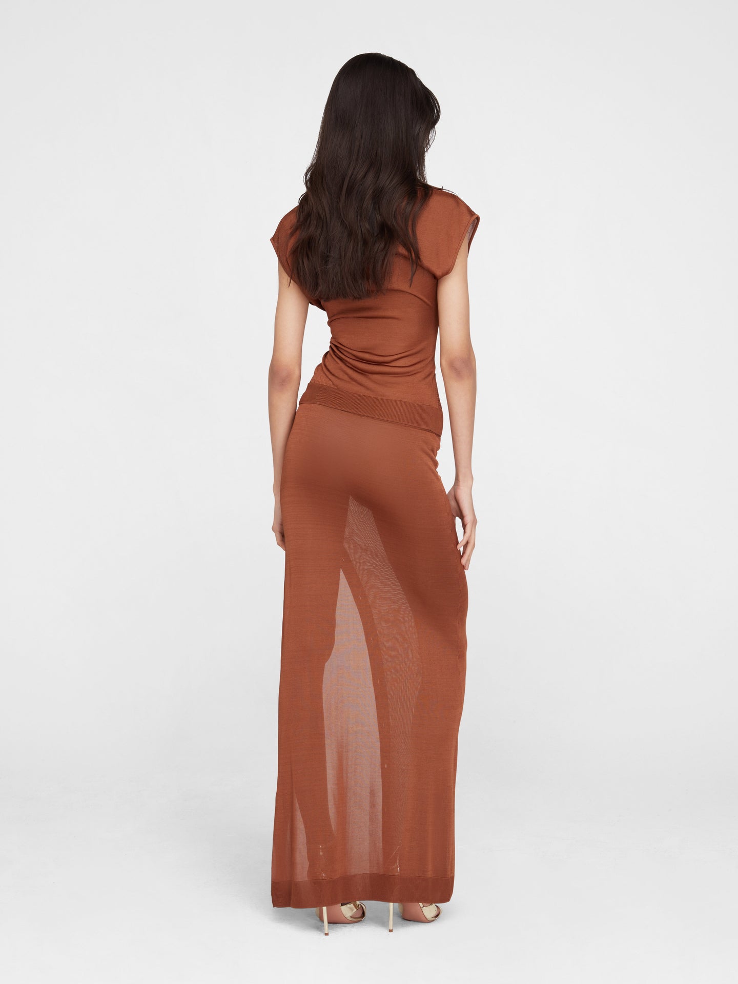 Guayabera Brown Knit Long Skirt
