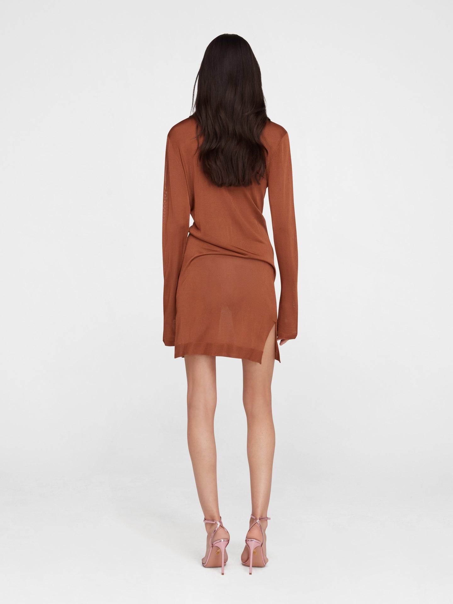 Brown Guayabera Mini Dress