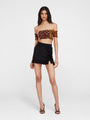 Brown Estrellitas Ruched Crop Top