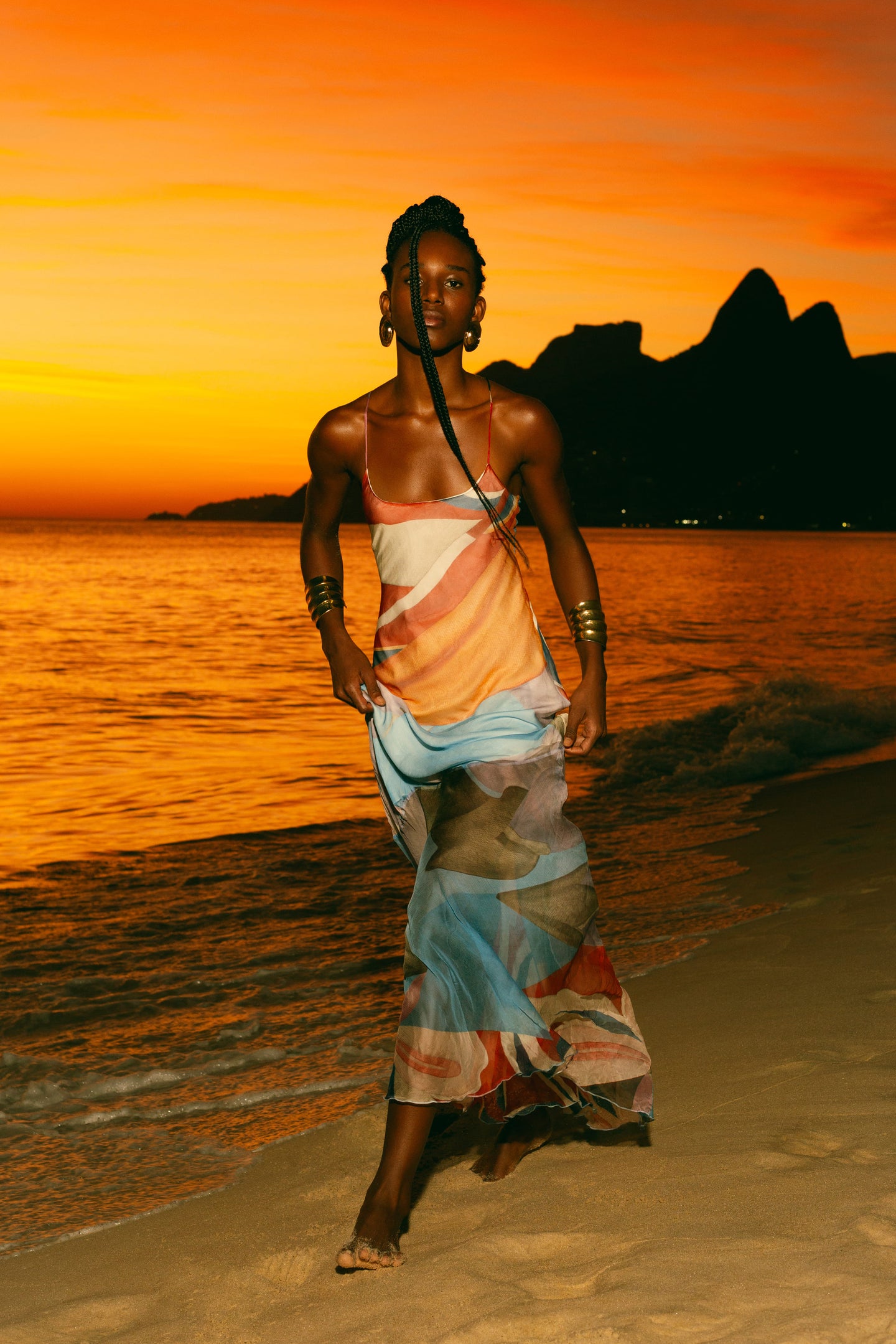 Palenque Flores Silk Long Dress