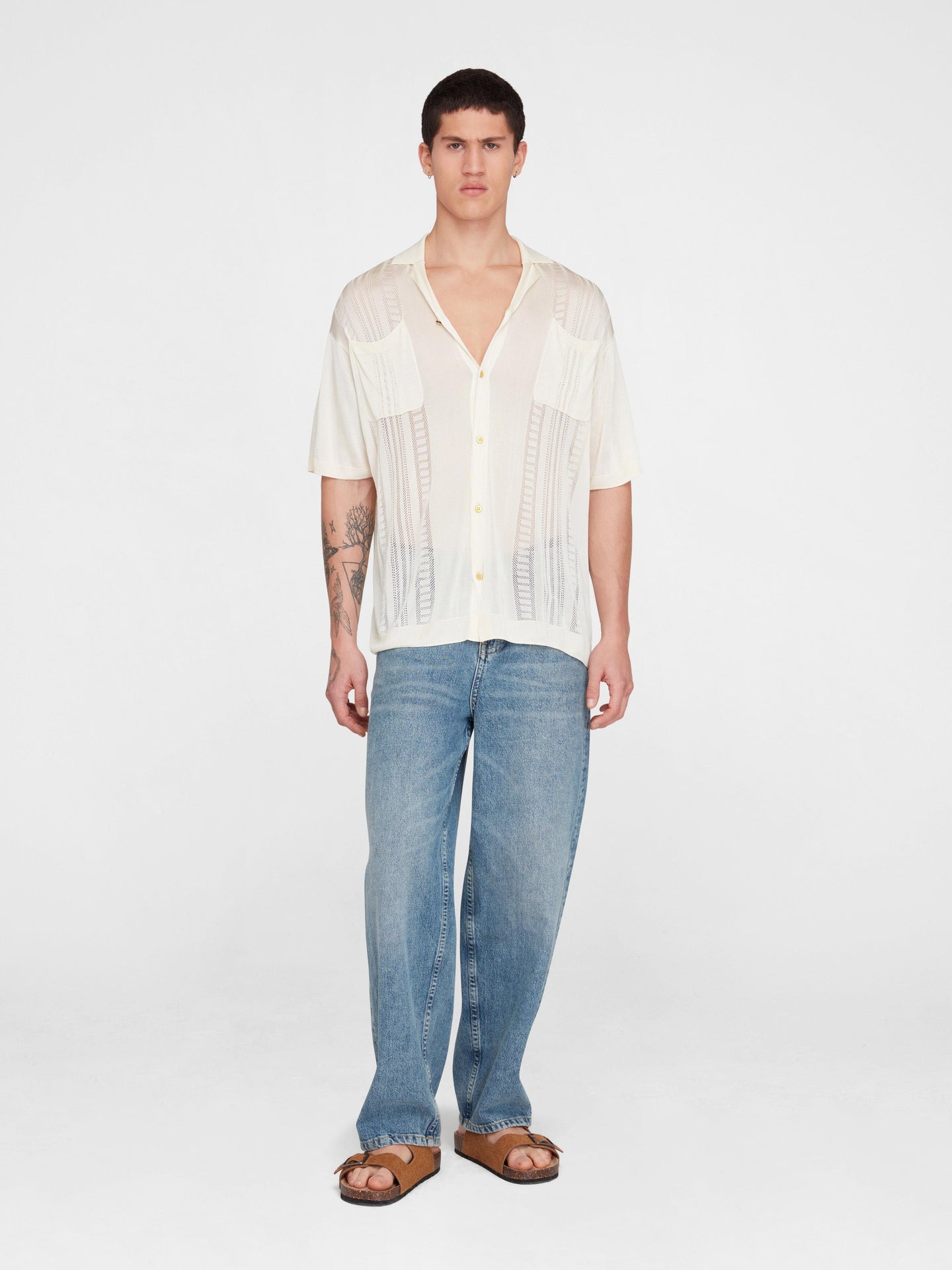 Cream Guayabera Short Sleeve Shirt