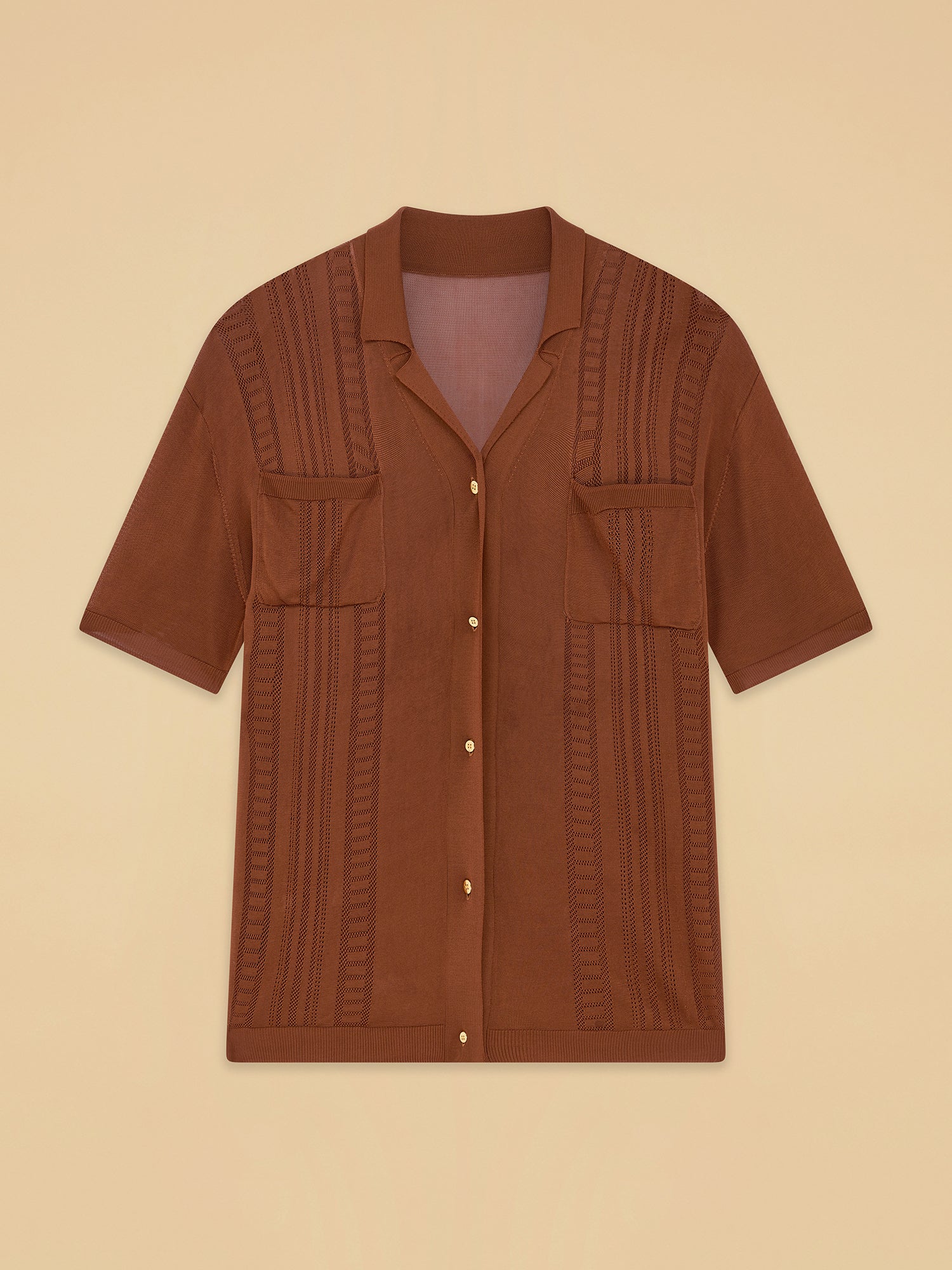 Brown Guayabera Short Sleeve Shirt