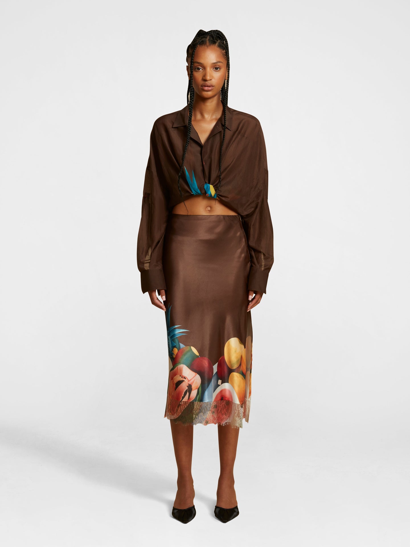 Brown Salpicon Silk Skirt