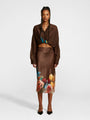Brown Salpicon Silk Skirt