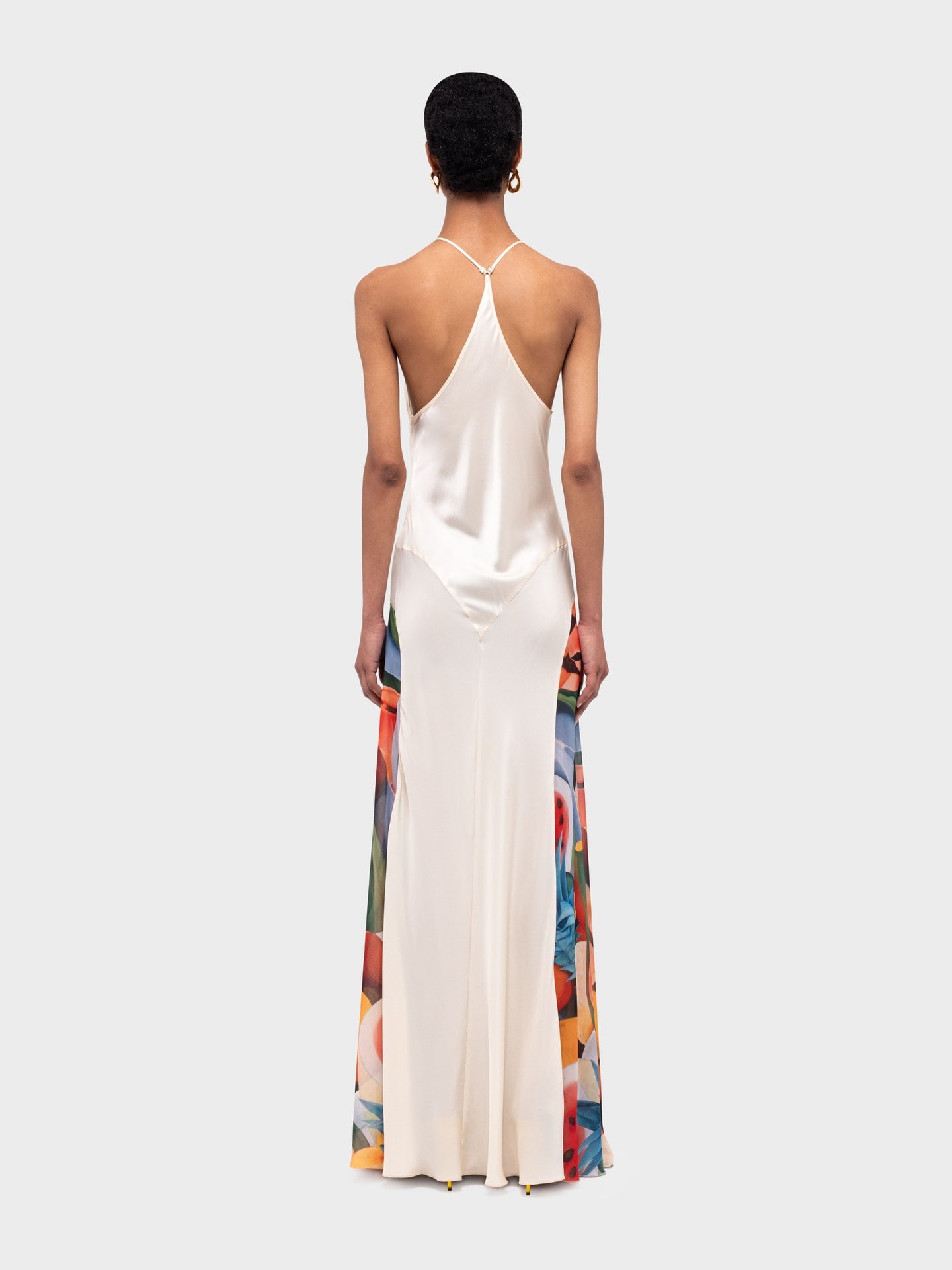 Salpicon White Silk Long Dress
