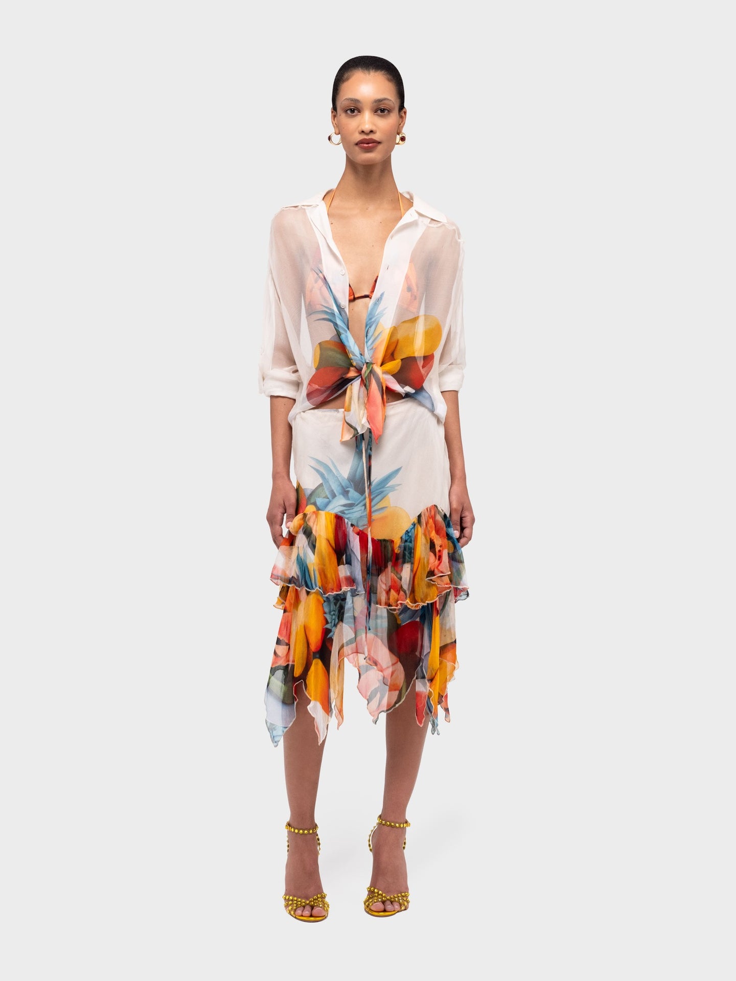 Salpicon Silk Midi Skirt