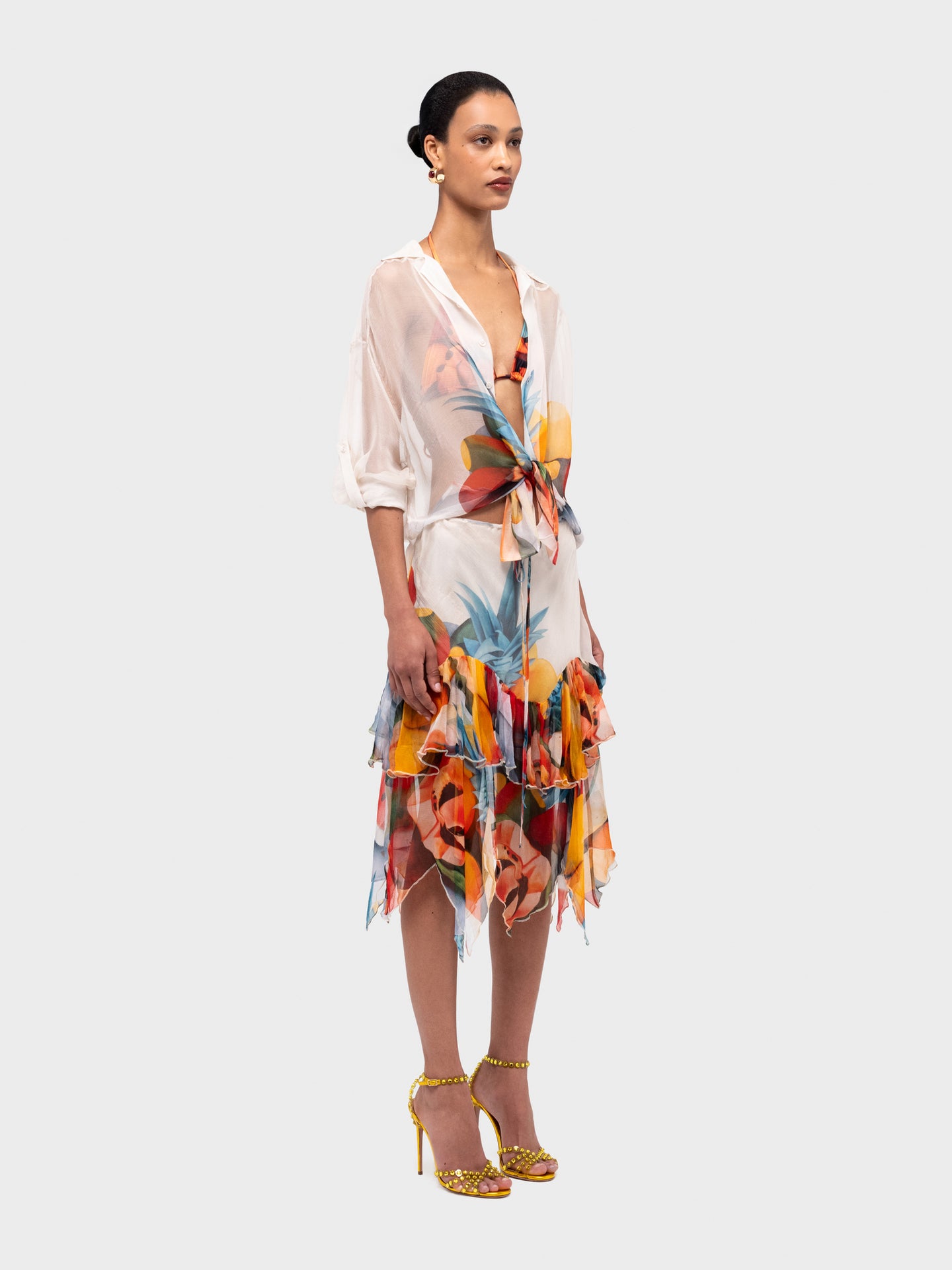 Salpicon Silk Midi Skirt