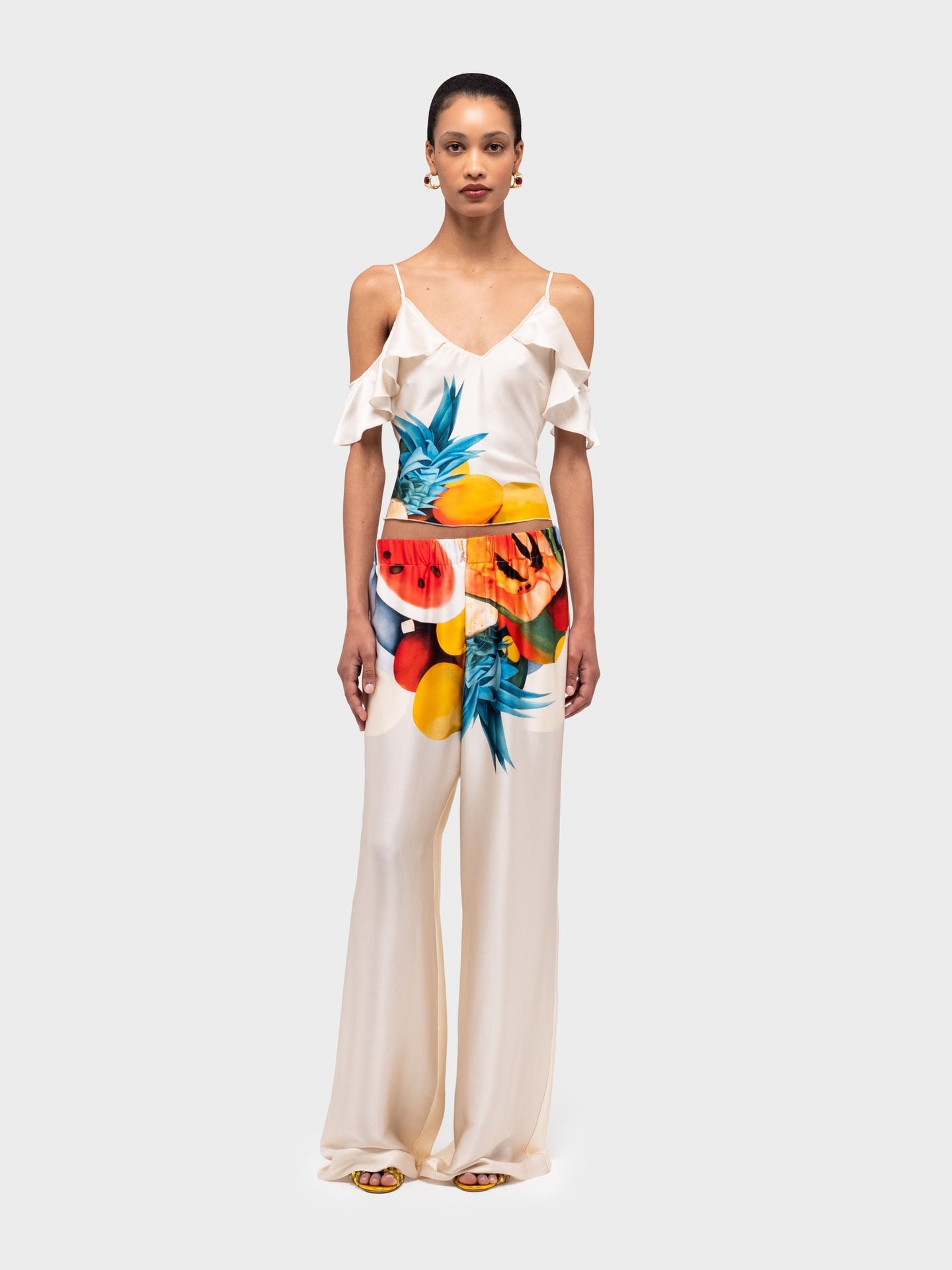 Salpicon White Silk Pants