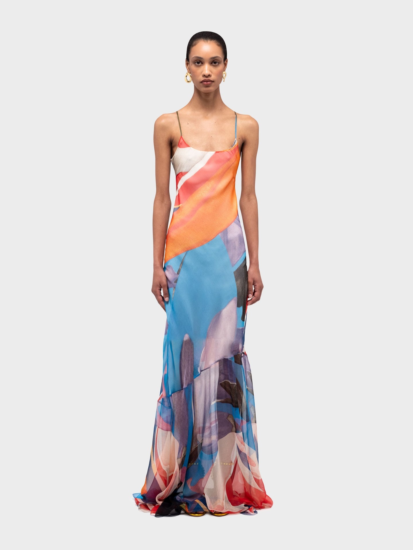 Palenque Flores Silk Long Dress
