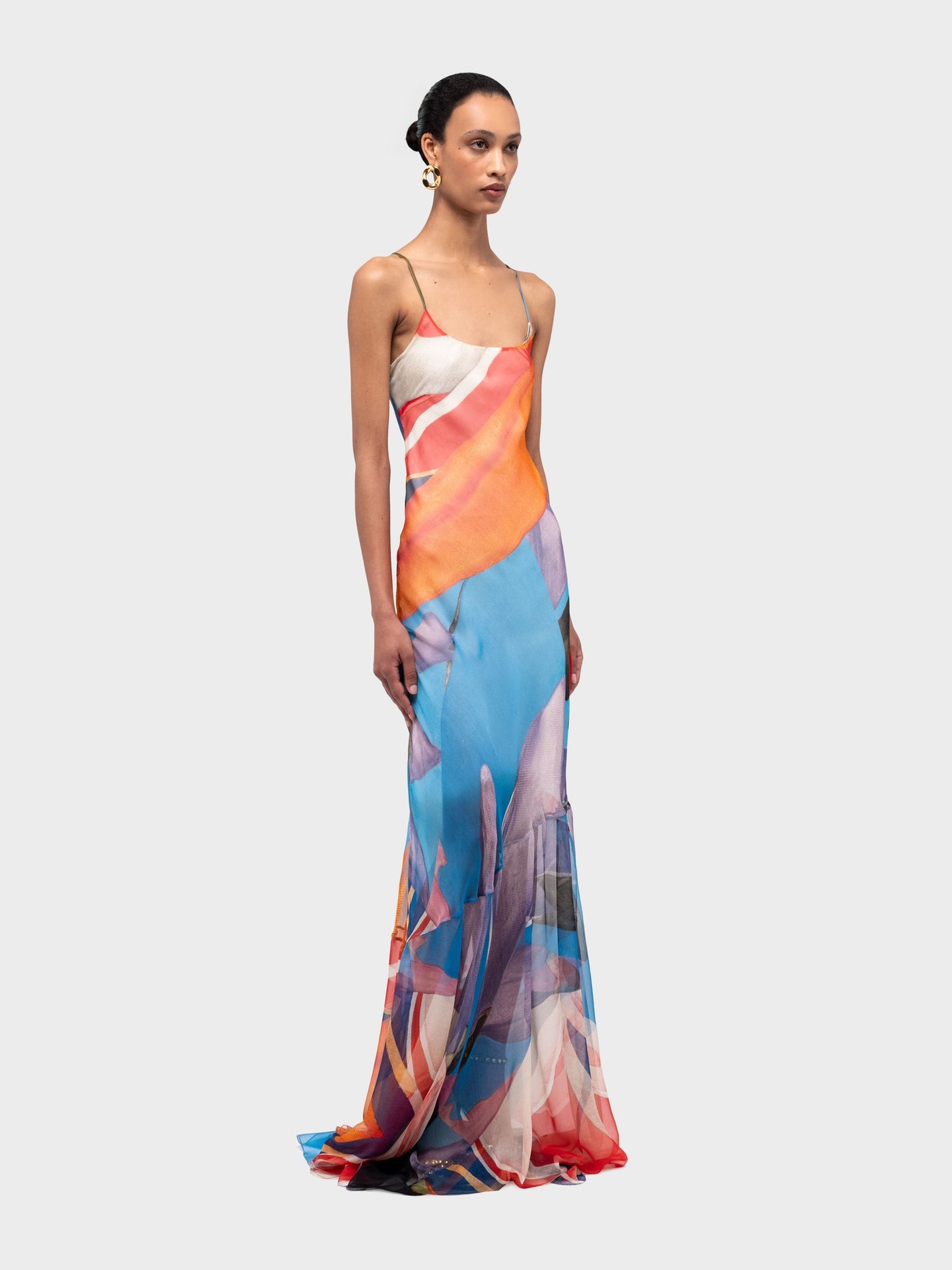 Palenque Flores Silk Long Dress