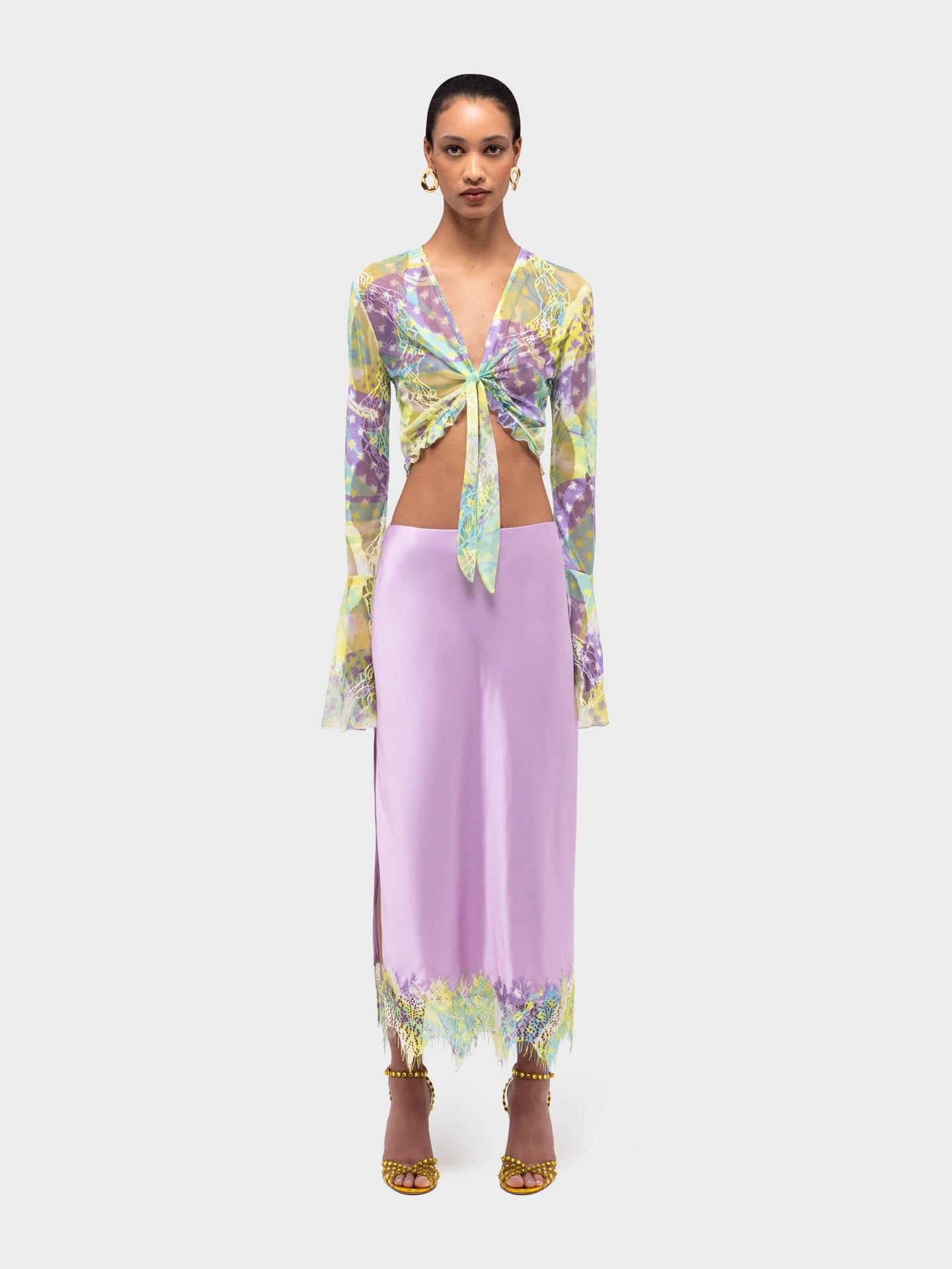 Lila Silk Lace Skirt