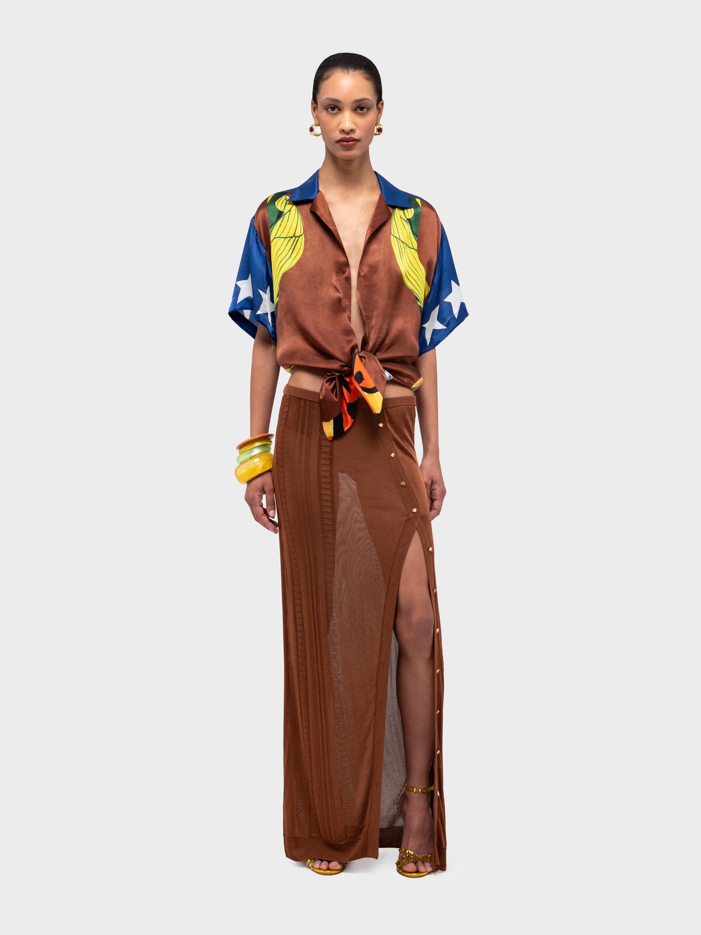 Palenque Short Sleeve Silk Satin Shirt
