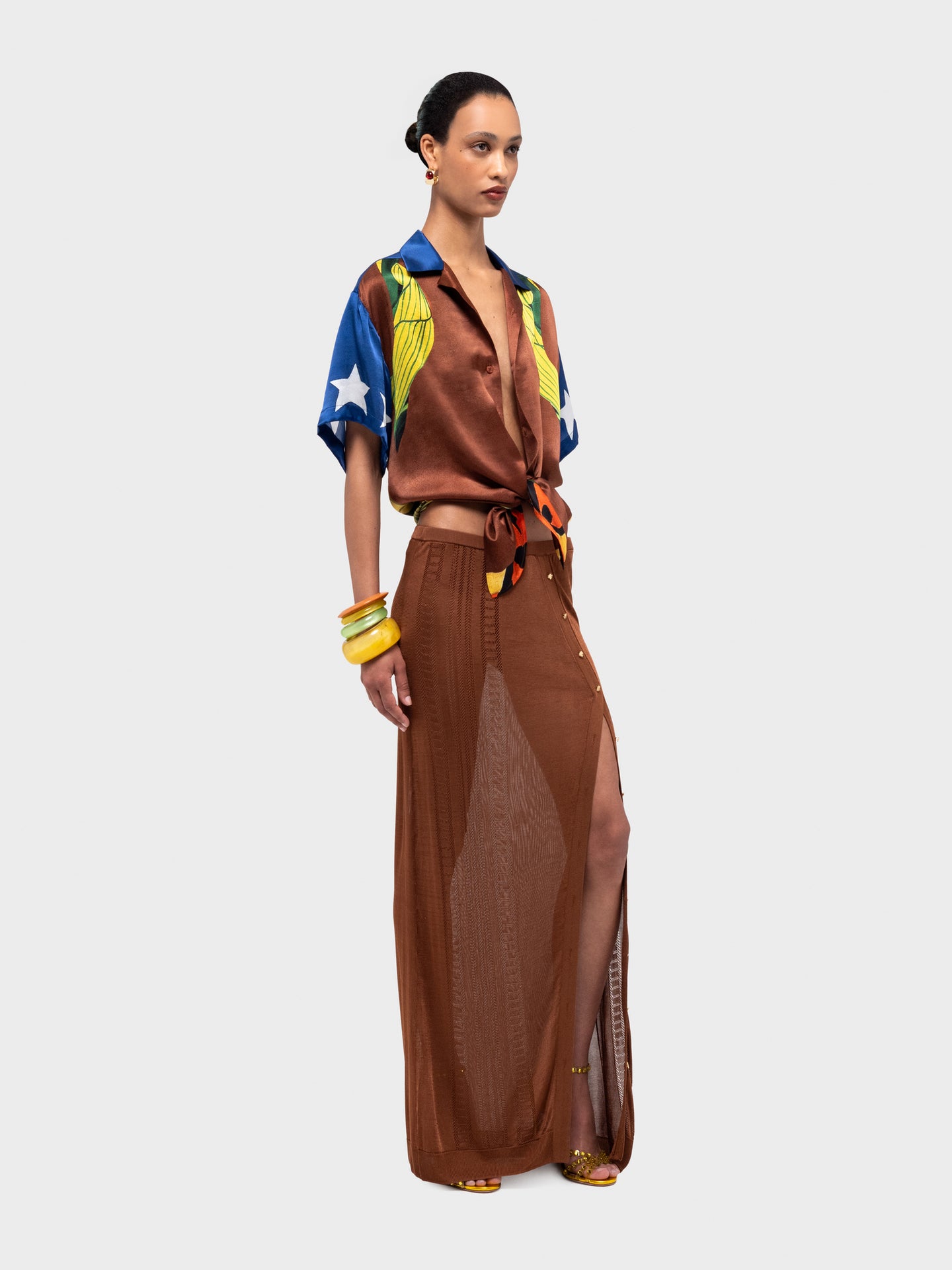 Palenque Short Sleeve Silk Satin Shirt