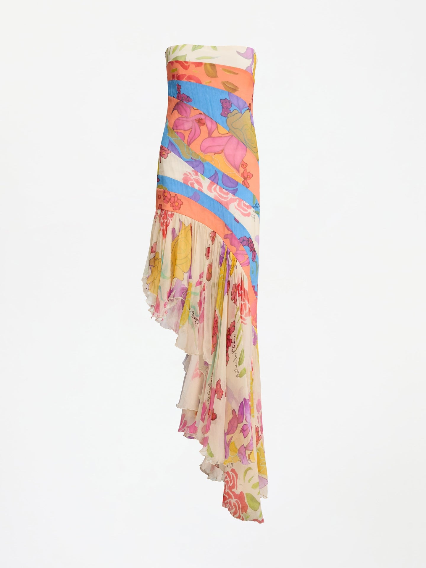 Flores Strapless Silk Chiffon Long Dress