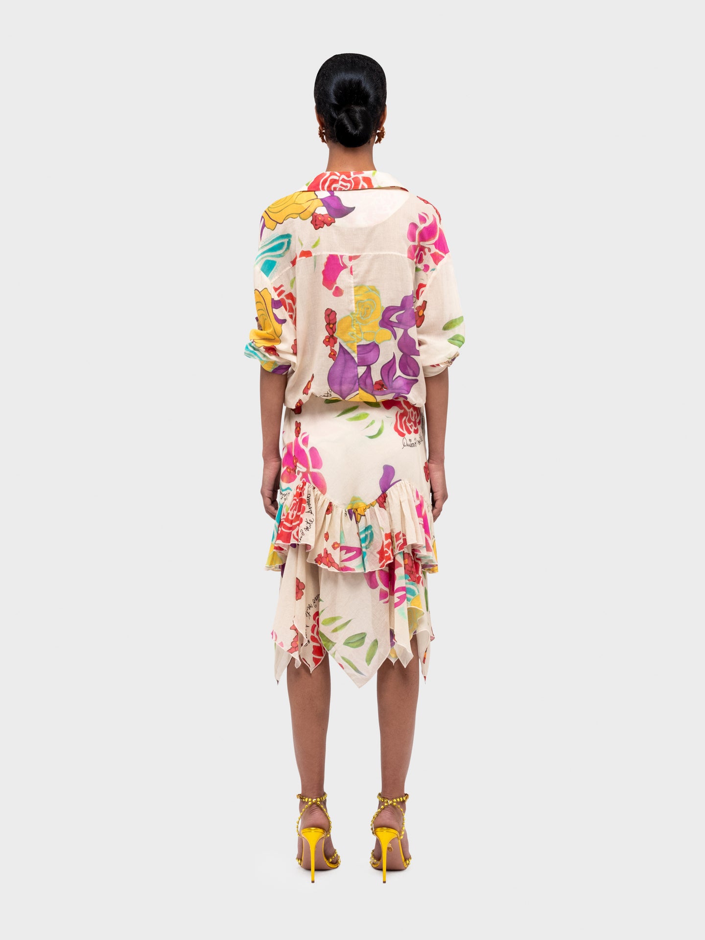 Flores Cotton Midi Skirt
