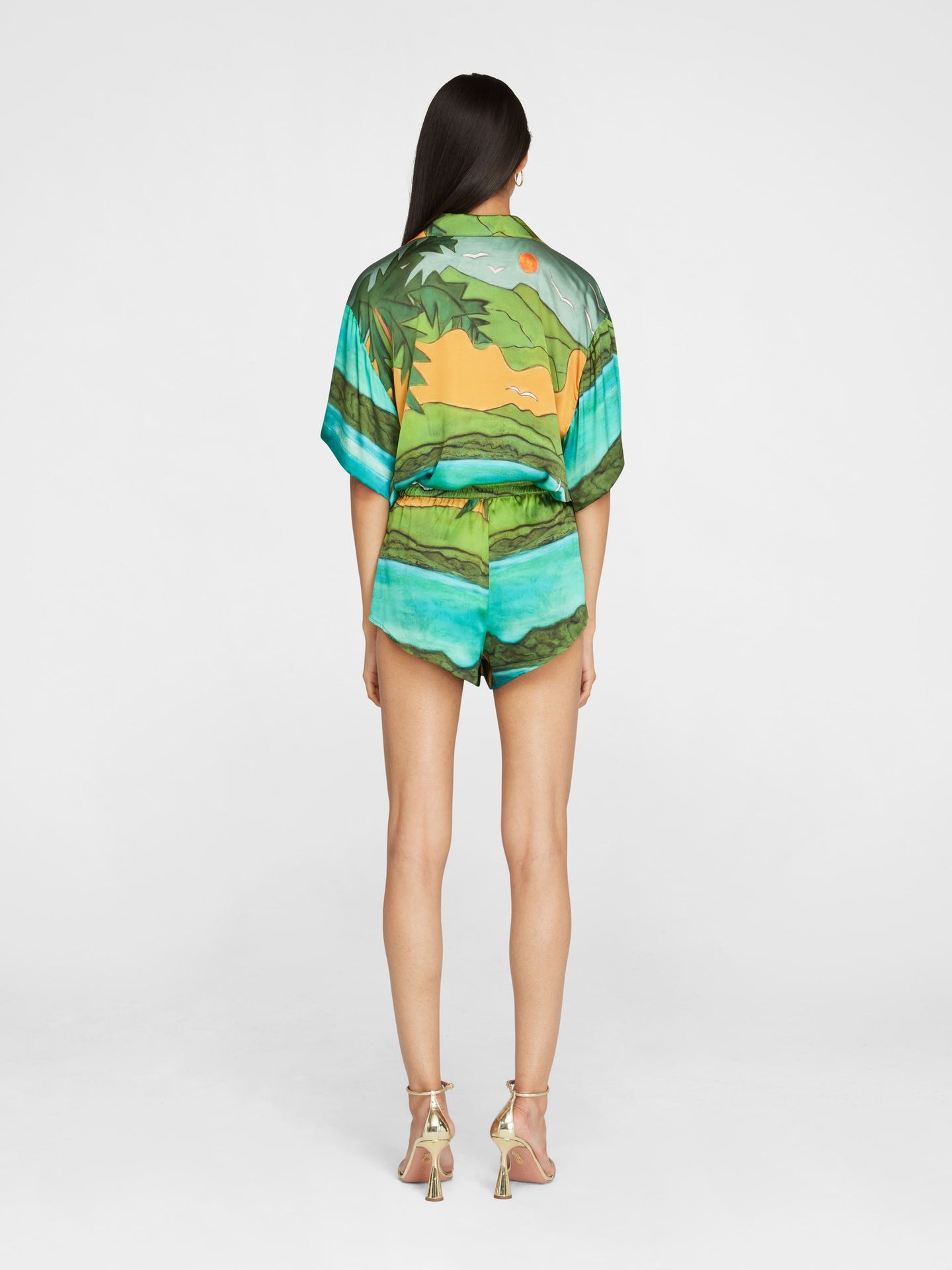 Magdalena Silk Satin Short Sleeve Shirt