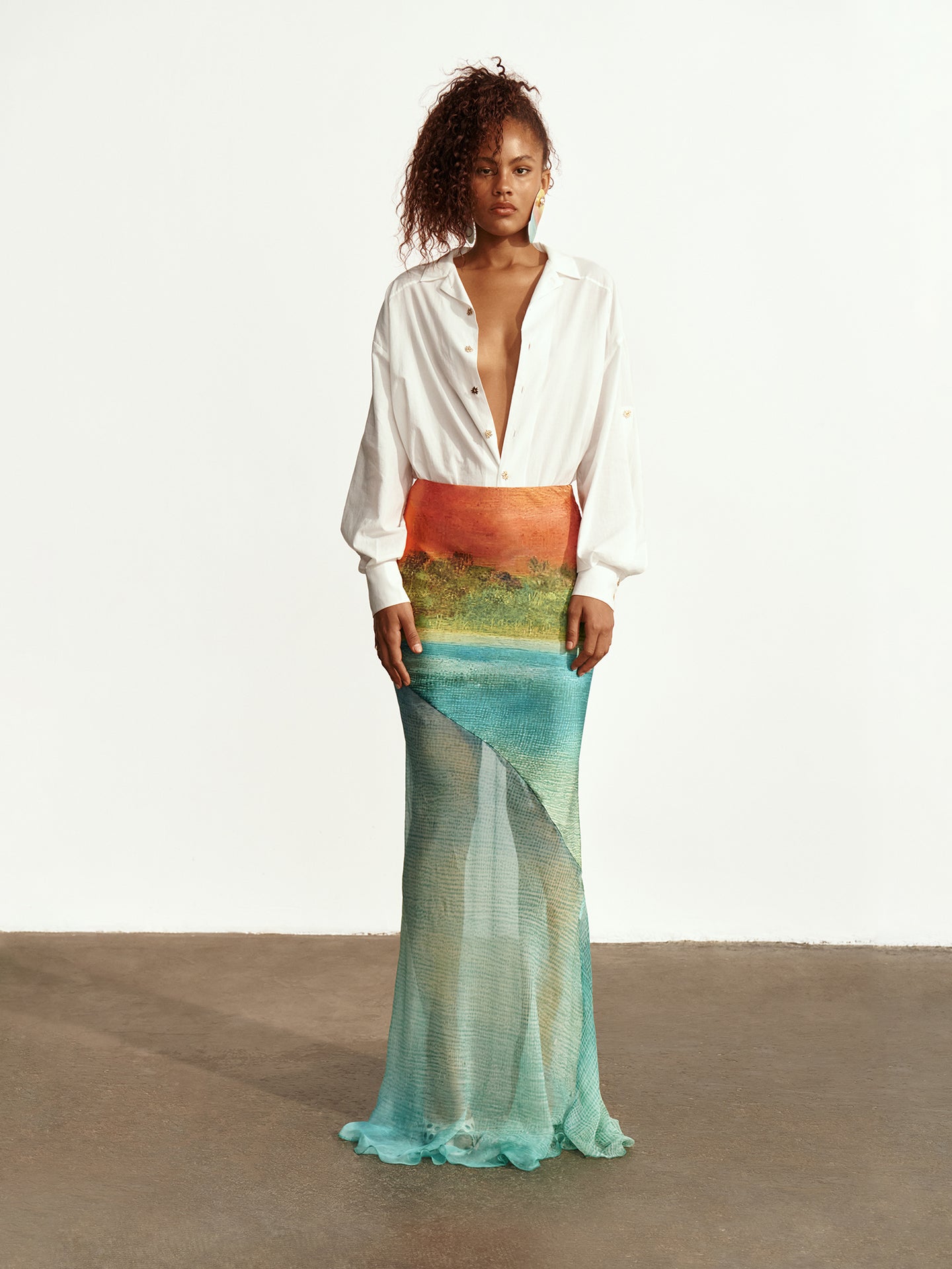 Formentera Silk Long Skirt