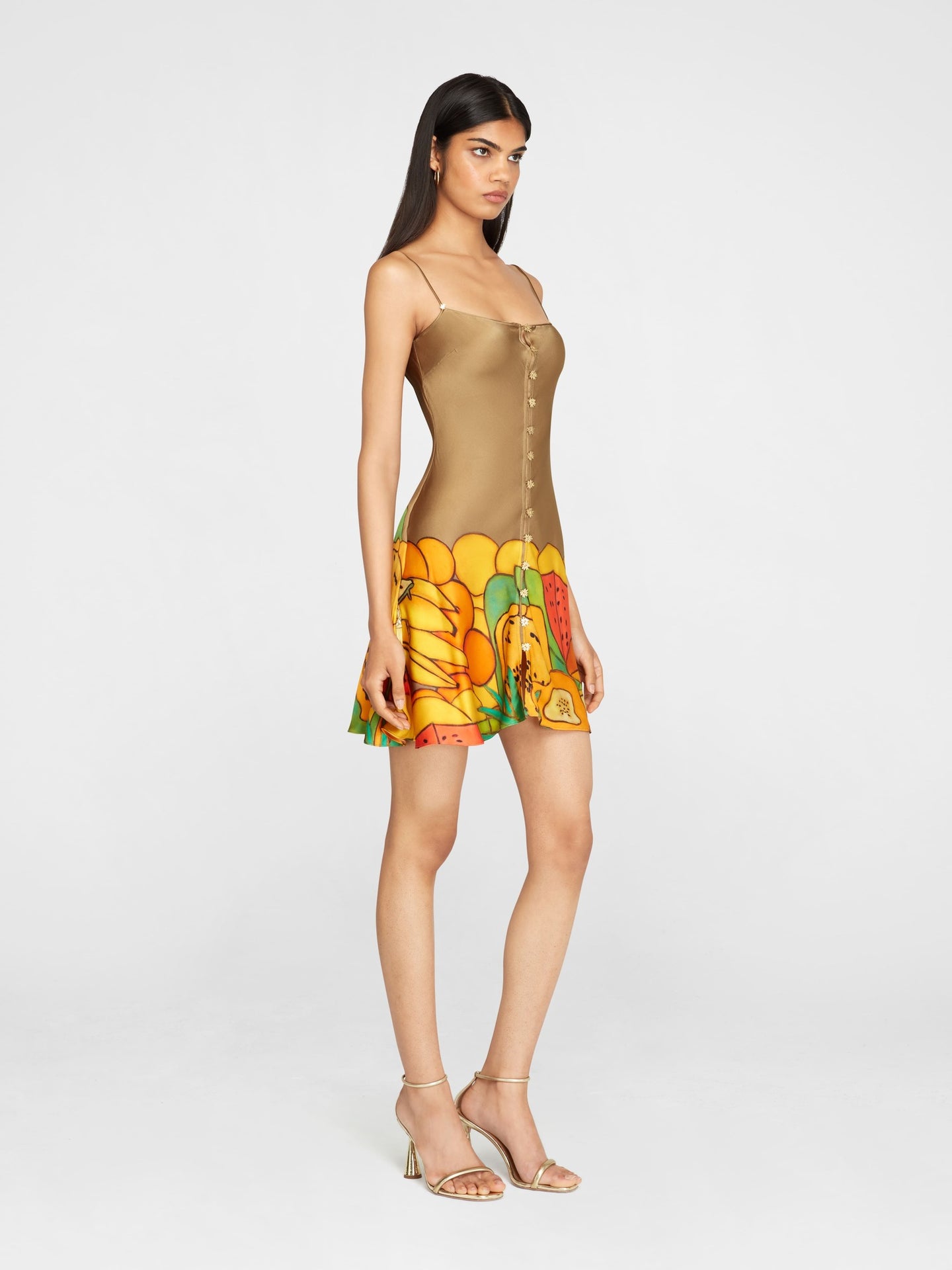 Frutas Silk Satin Mini Dress