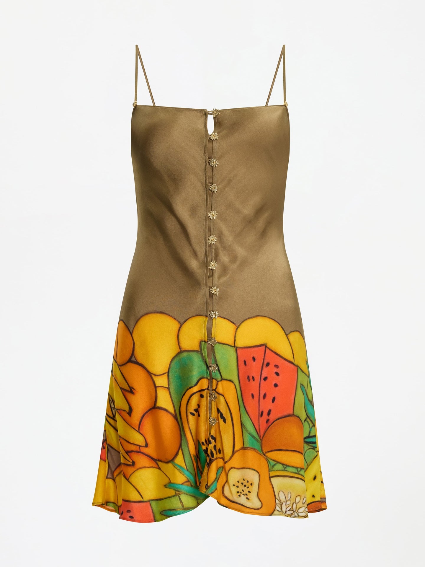 Frutas Silk Satin Mini Dress