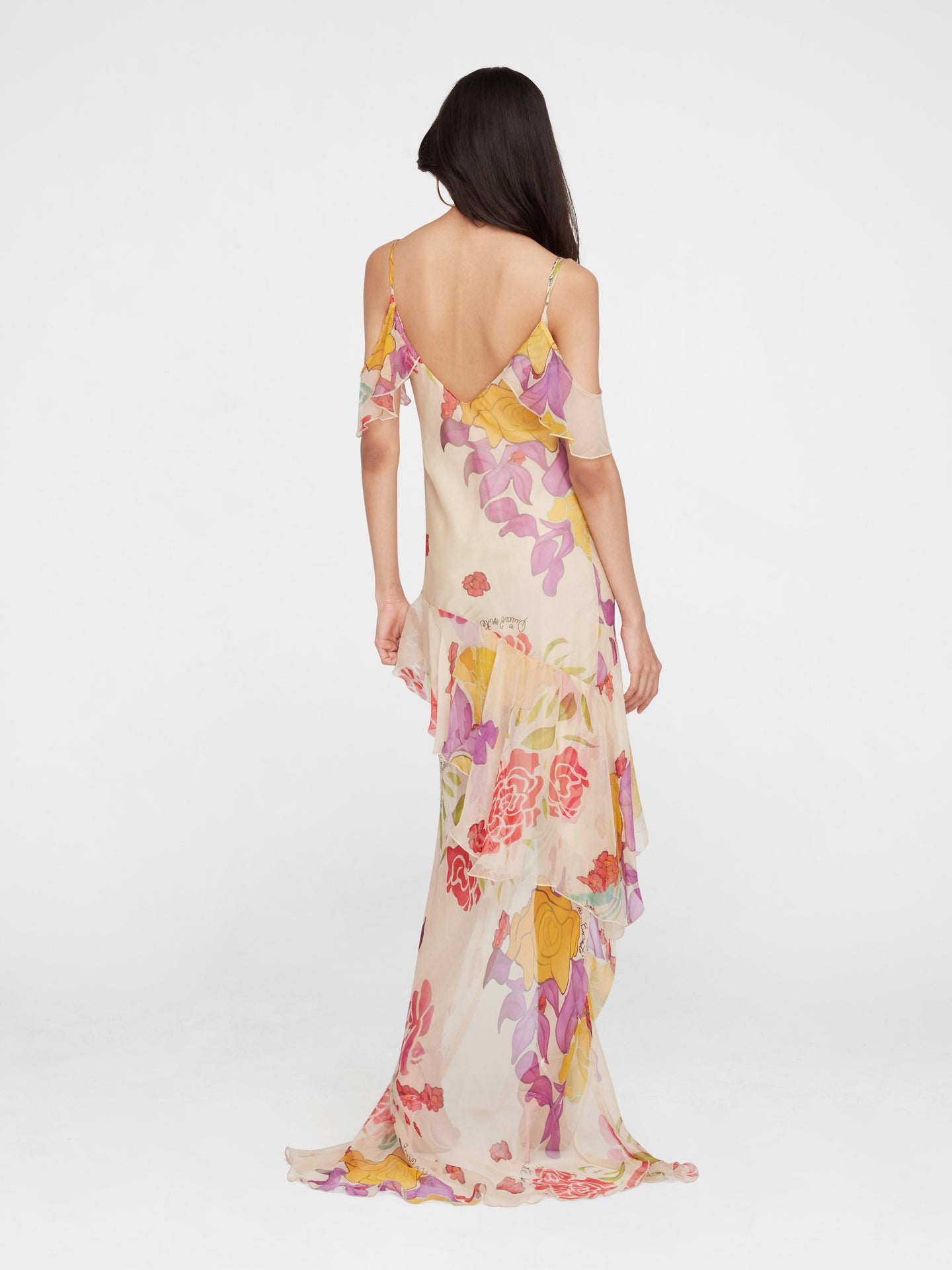 Flores Silk Chiffon Long Dress Donde Esteban Flores Silk Chiffon Long Dress Donde Esteban