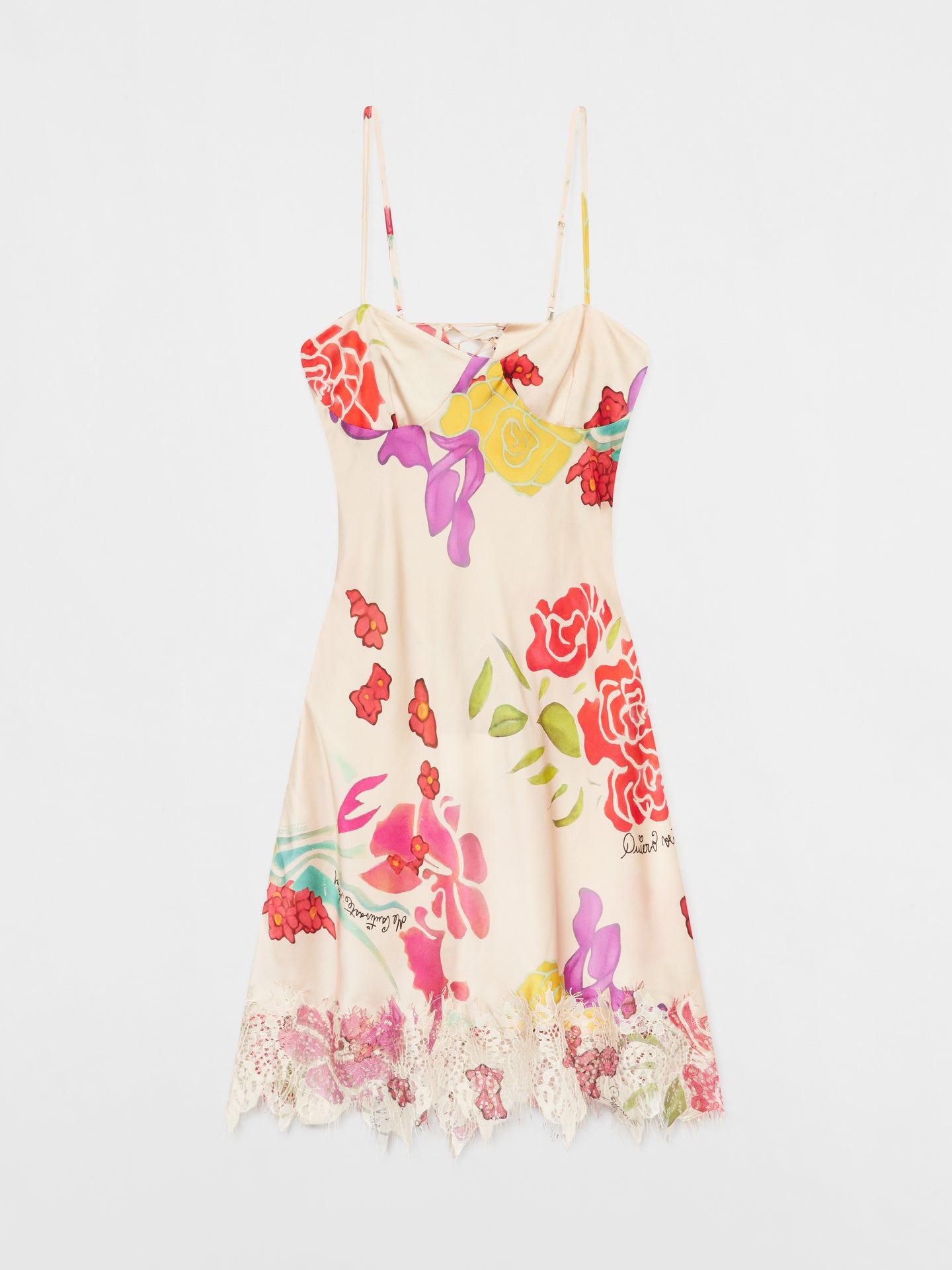 Flores Silk Satin Mini Dress