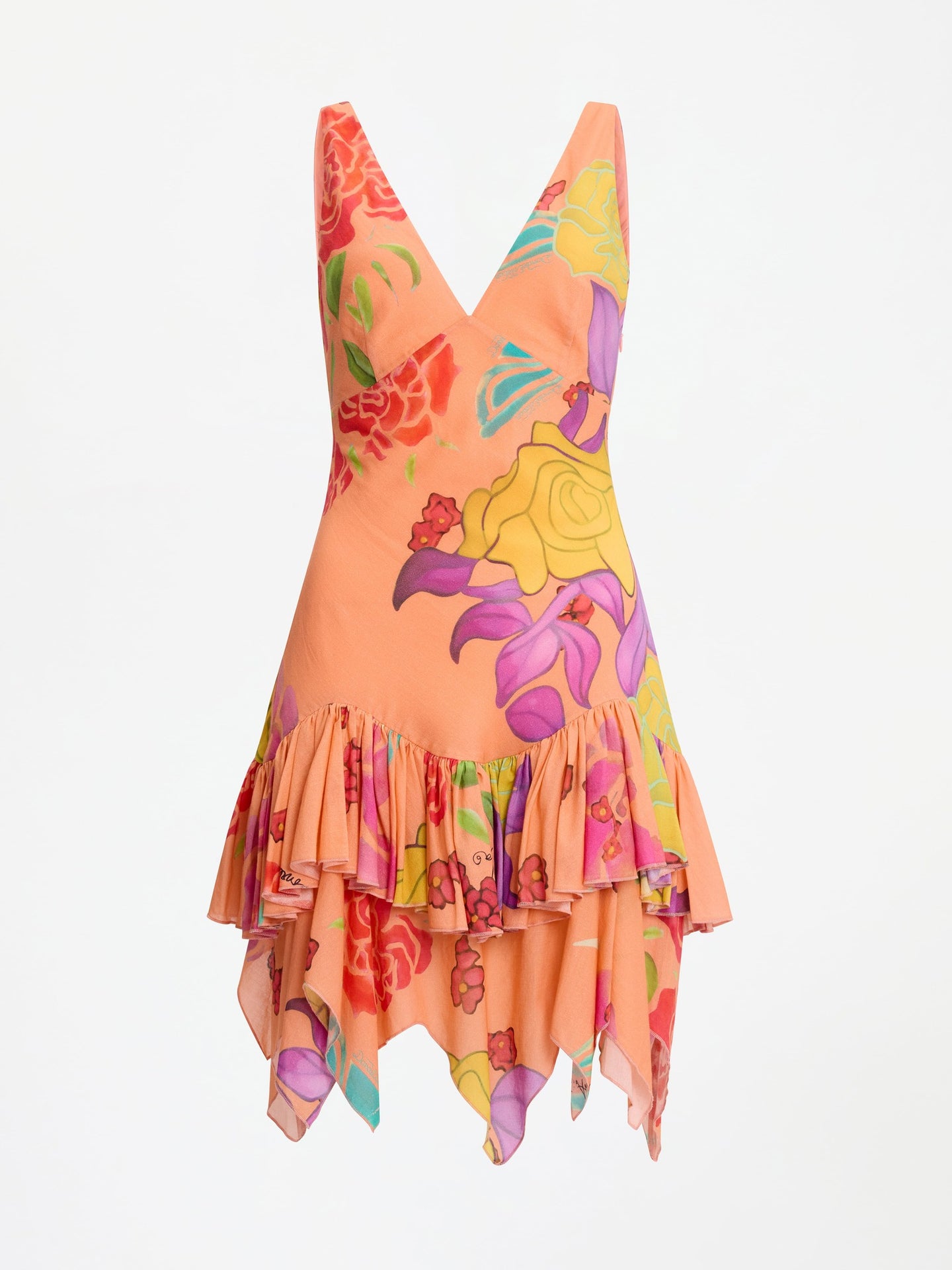 Guava Flores Cotton Voile Mini Dress