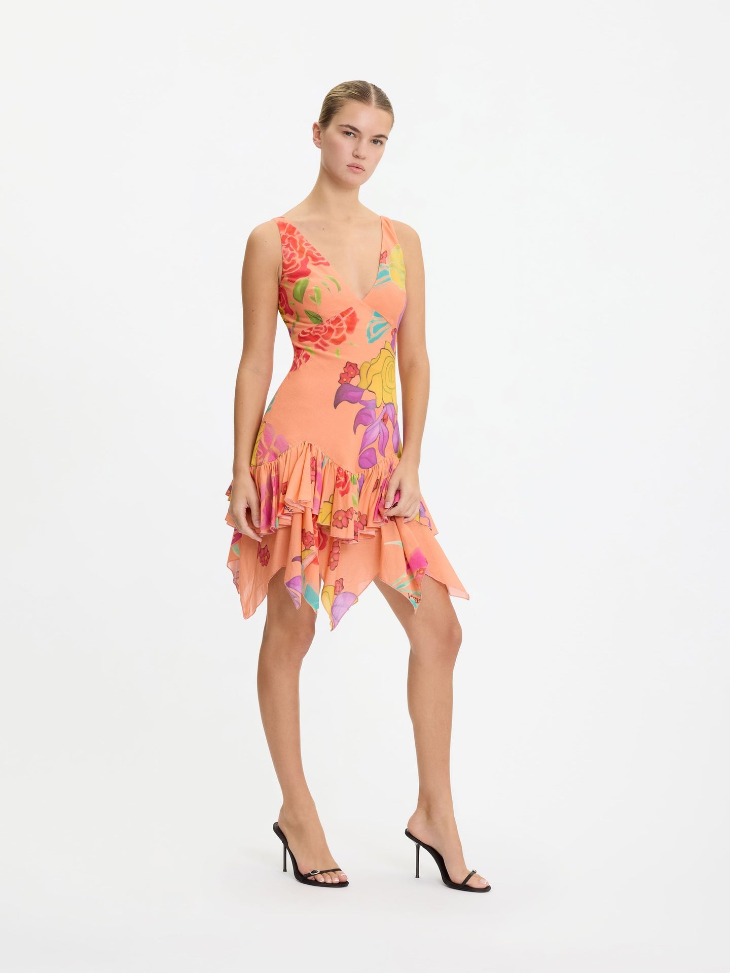 Guava Flores Cotton Voile Mini Dress