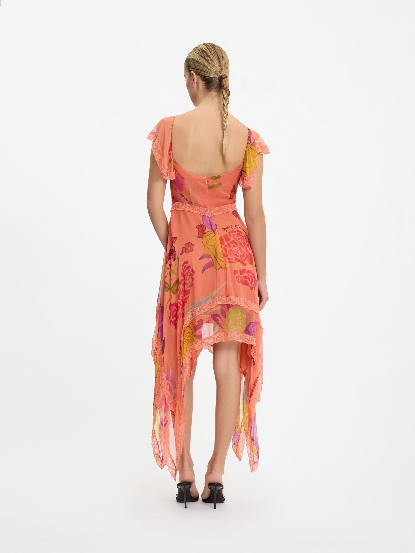 Guava Flores Silk Chiffon Dress