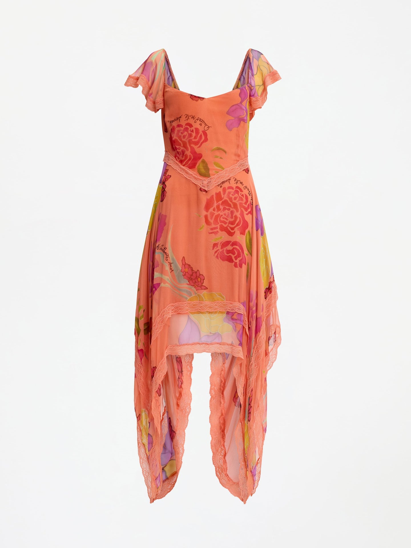 Guava Flores Silk Chiffon Dress