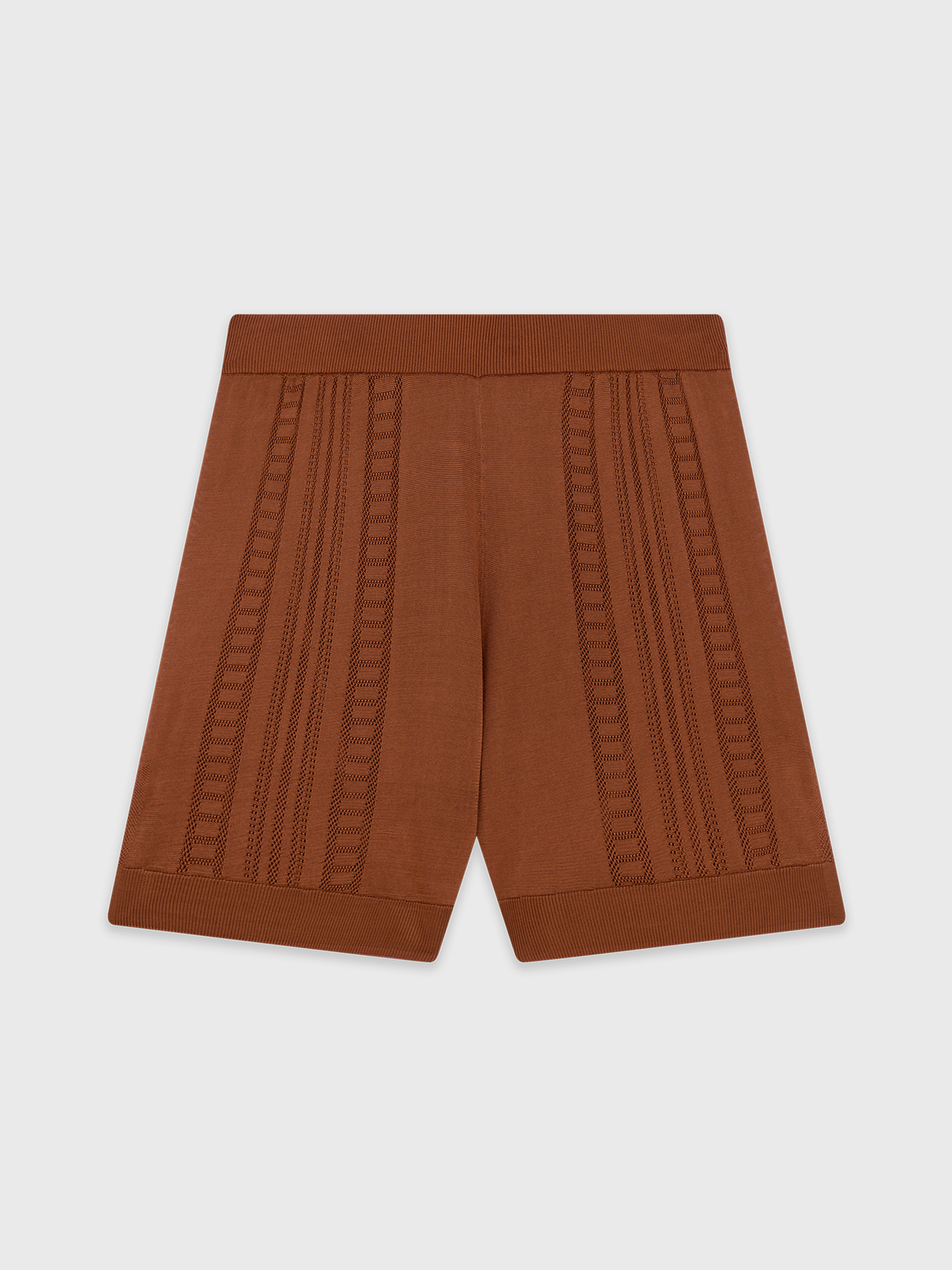 Brown Guayabera Knit Shorts